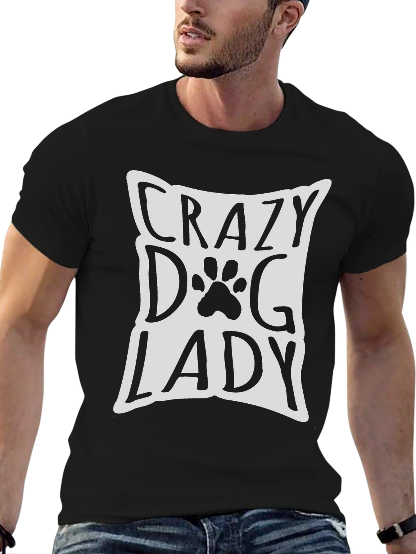 Crazy Dog Lady Graphic Tee - Black Cotton T-Shirt