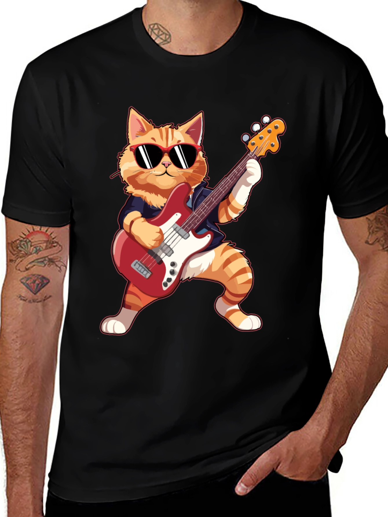 Cat Guitarist T-Shirt - Rockin Feline Fun