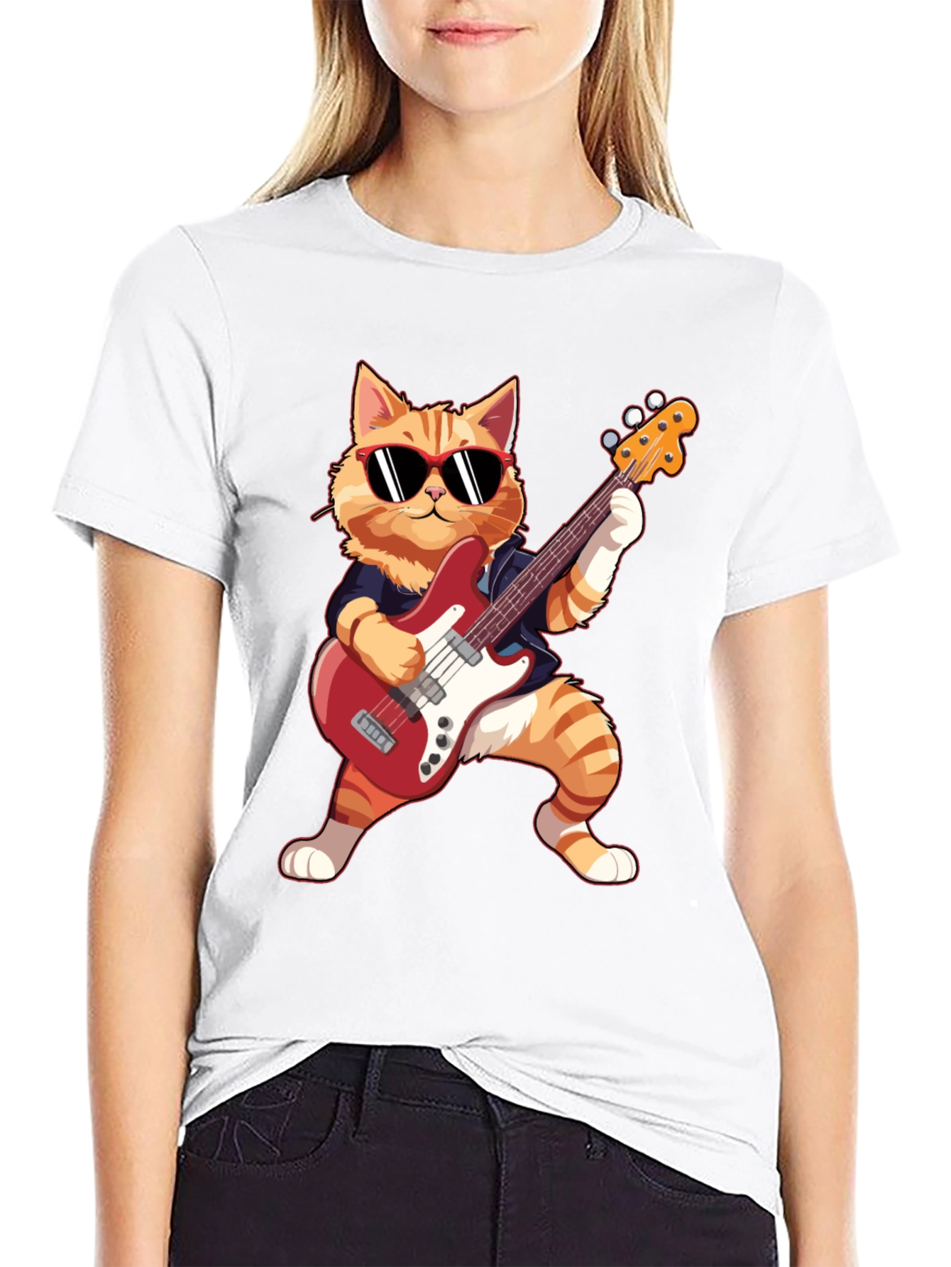 Cat Guitarist T-Shirt - Rockin Feline Fun