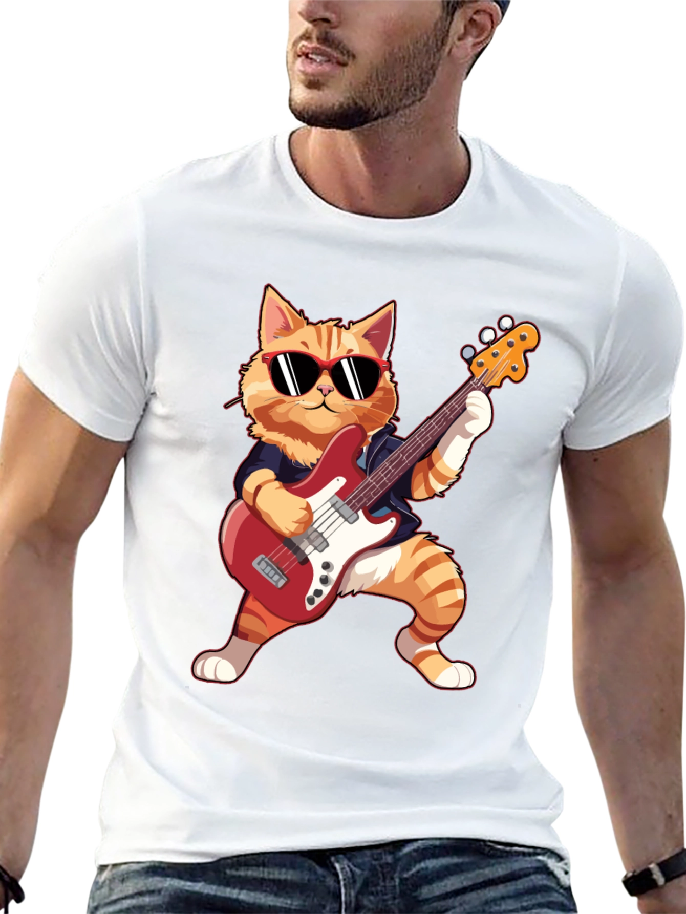 Cat Guitarist T-Shirt - Rockin Feline Fun