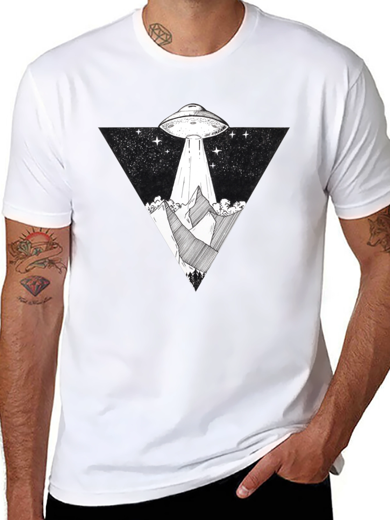 UFO Abduction Graphic Tee - Black T-Shirt