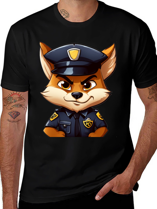 Fox Police Cartoon Graphic T-Shirt