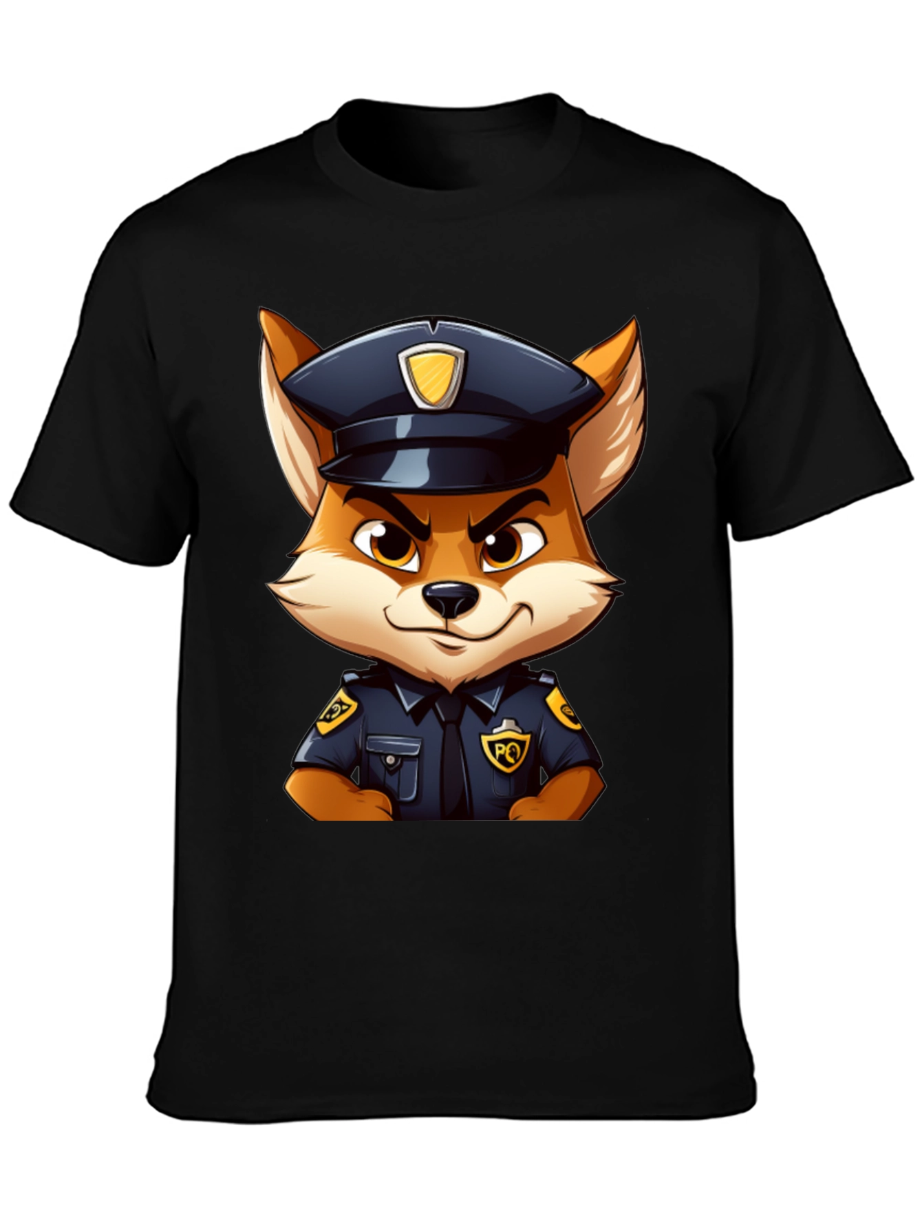 Fox Police Cartoon Graphic T-Shirt