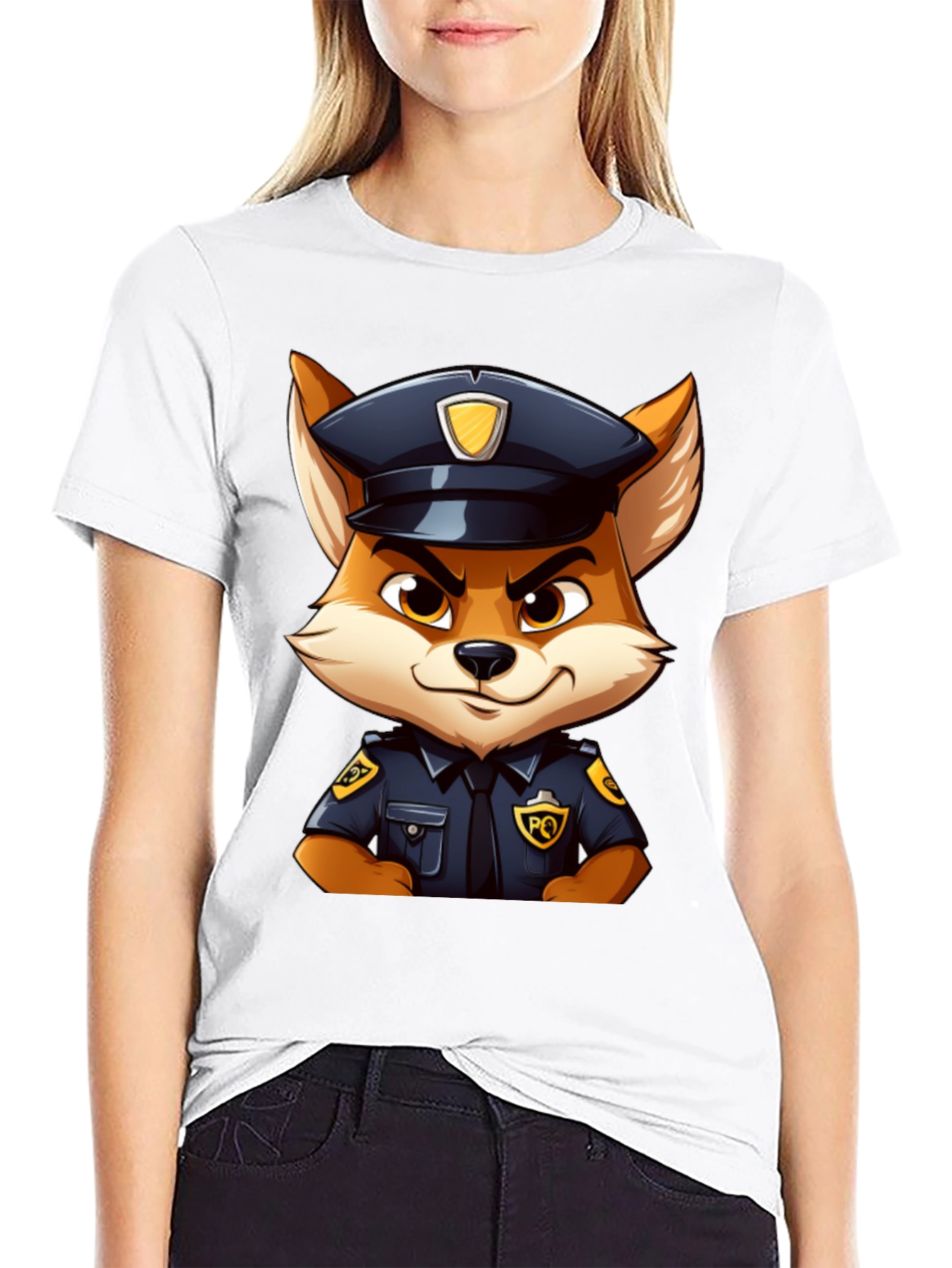 Fox Police Cartoon Graphic T-Shirt
