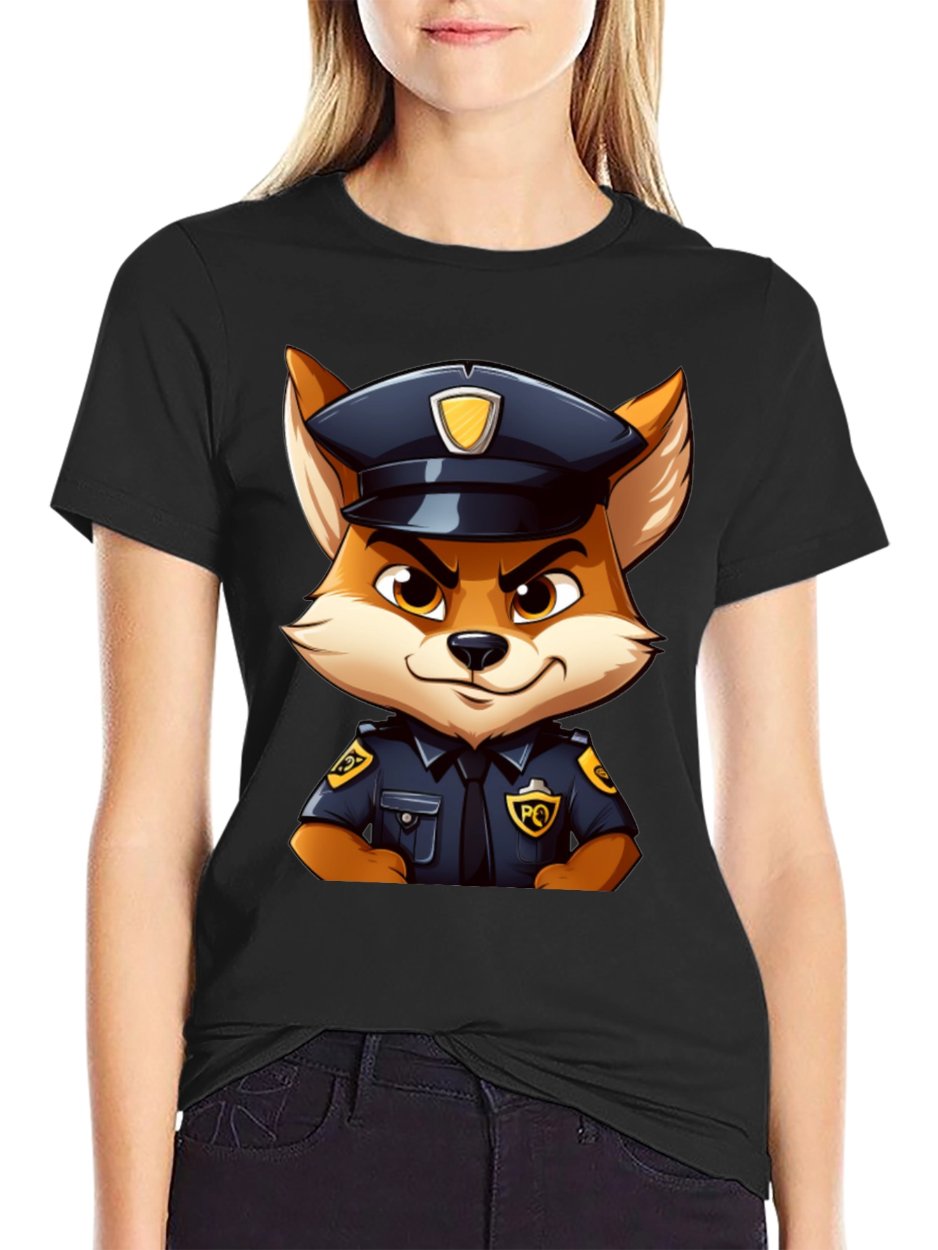 Fox Police Cartoon Graphic T-Shirt