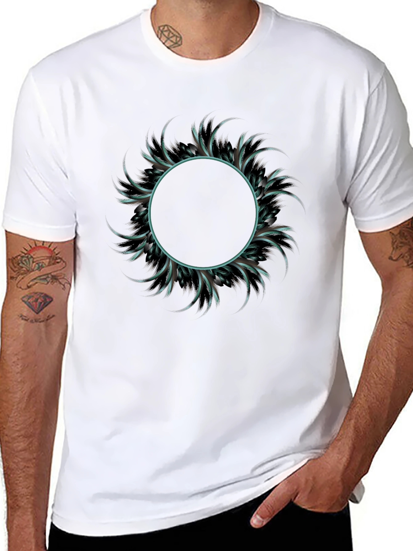 Abstract Circle Graphic Tee - Mens Fashion