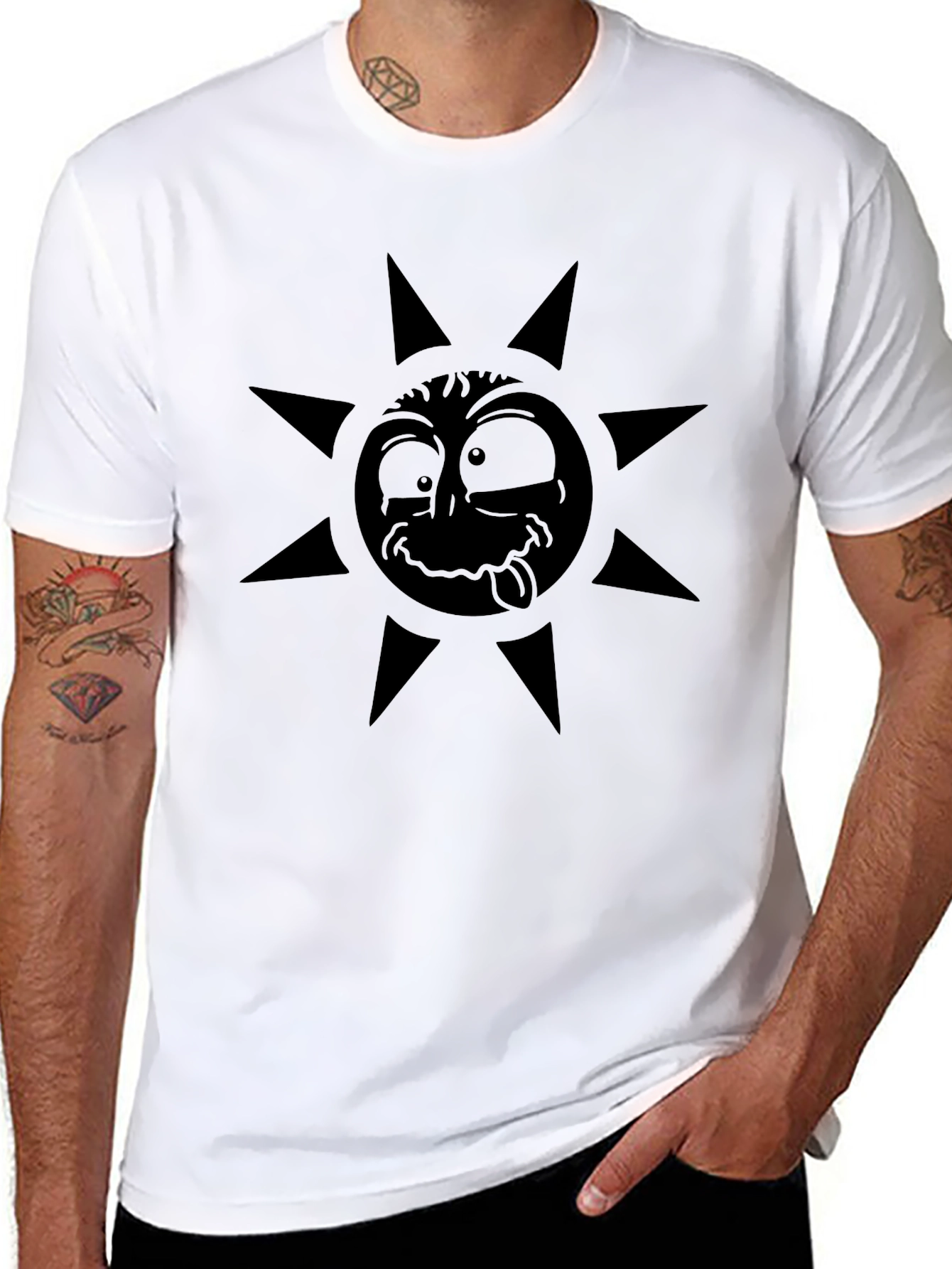 Crazy Sun Graphic T-Shirt - Black Cotton Tee