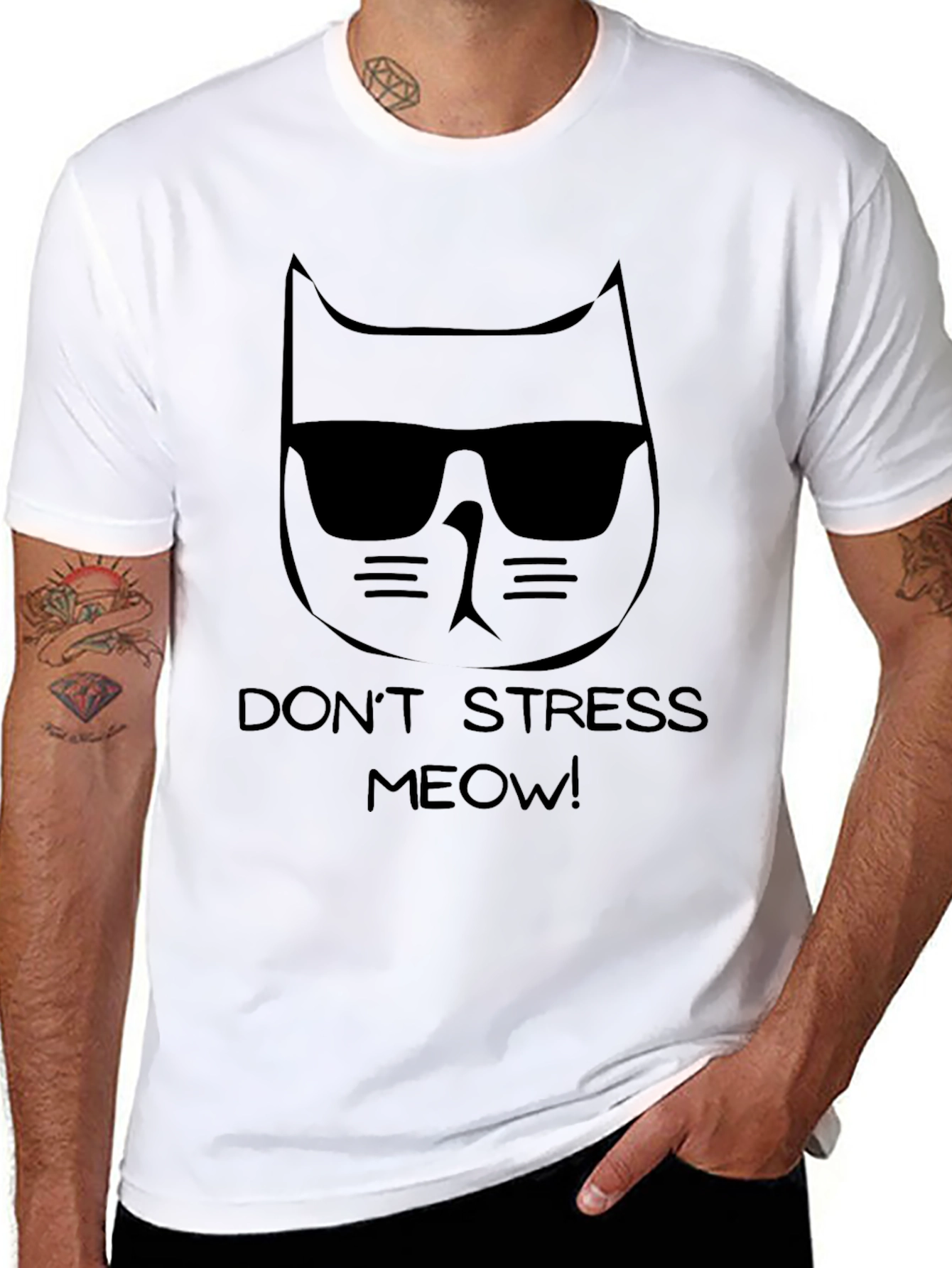 Cool Cat Dont Stress Meow T-Shirt