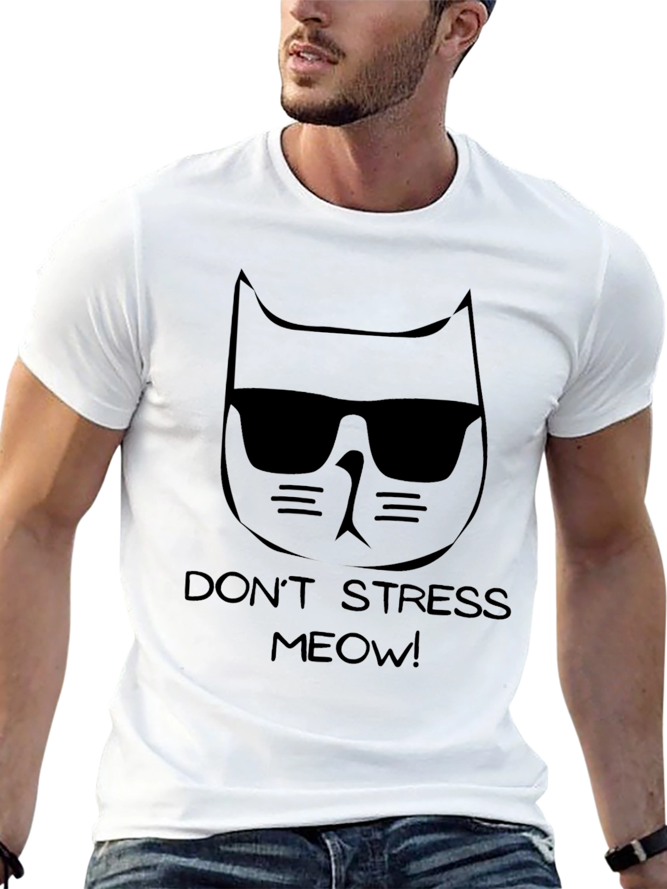Cool Cat Dont Stress Meow T-Shirt