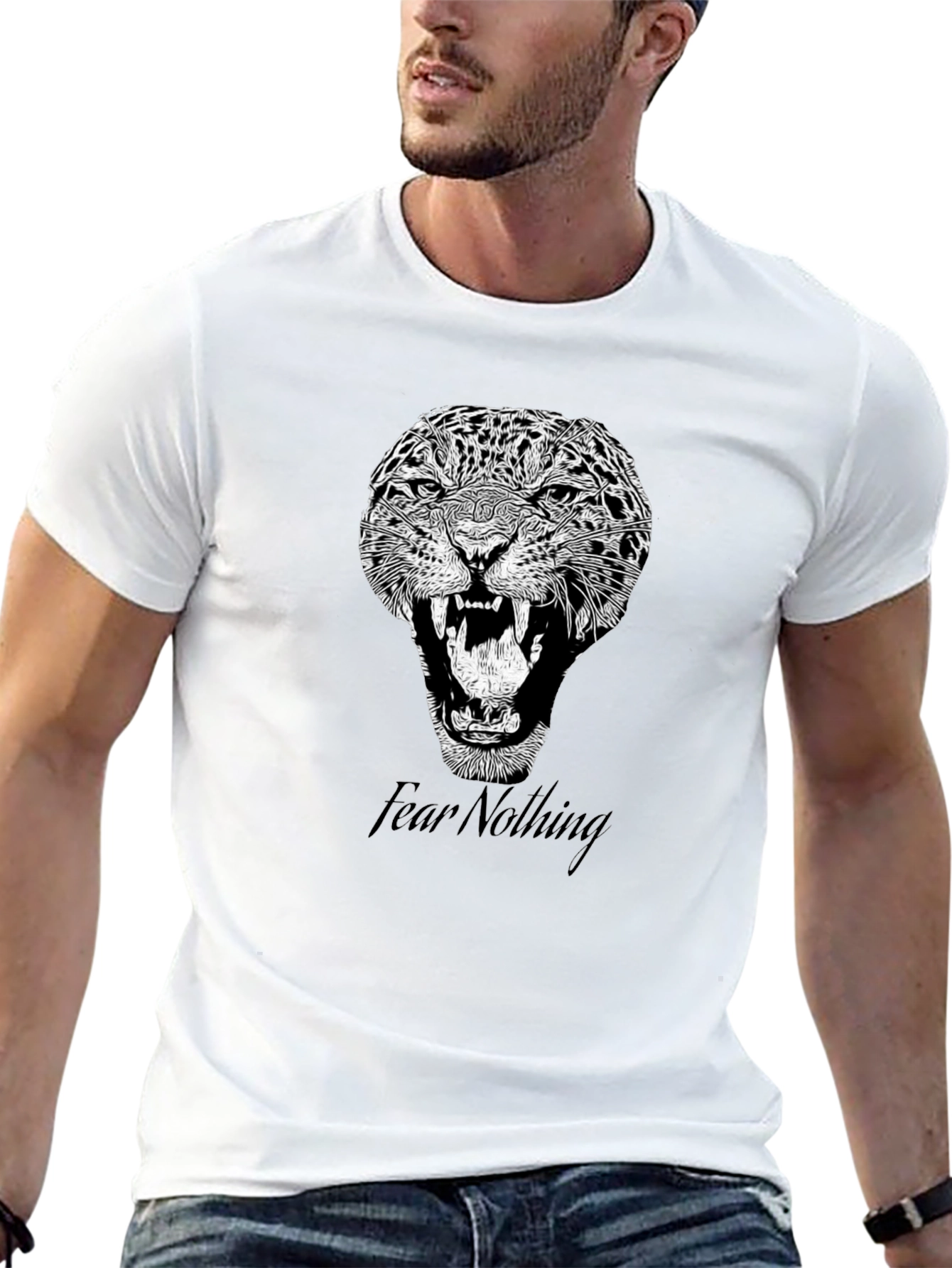 Fear Nothing Graphic Tee - Bold Jaguar Print