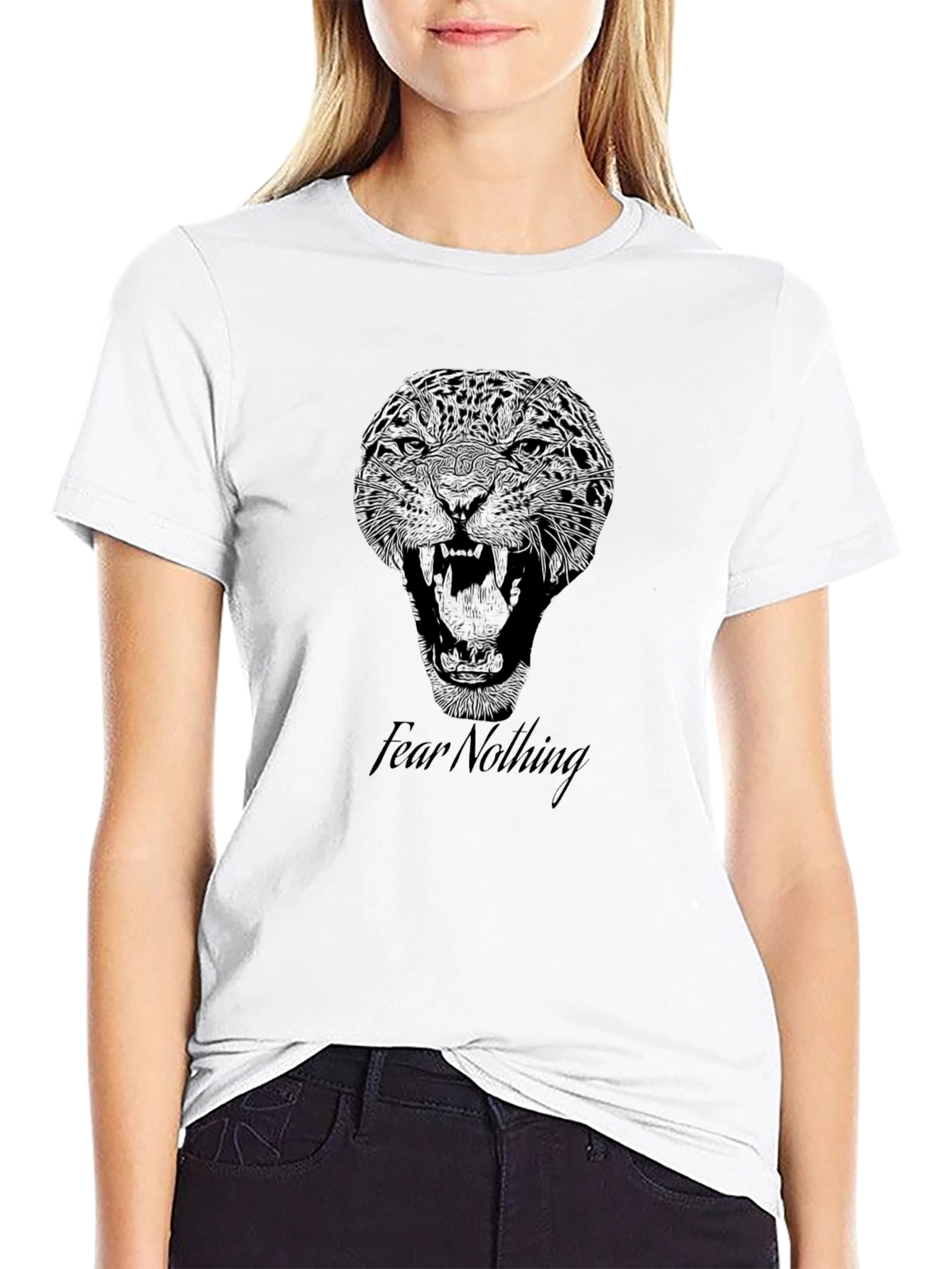 Fear Nothing Graphic Tee - Bold Jaguar Print