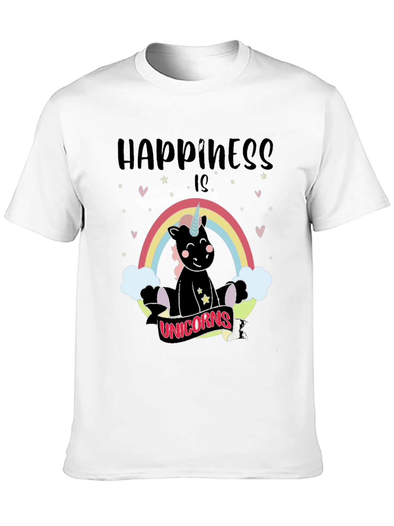Happiness is Unicorns Black Graphic Tee