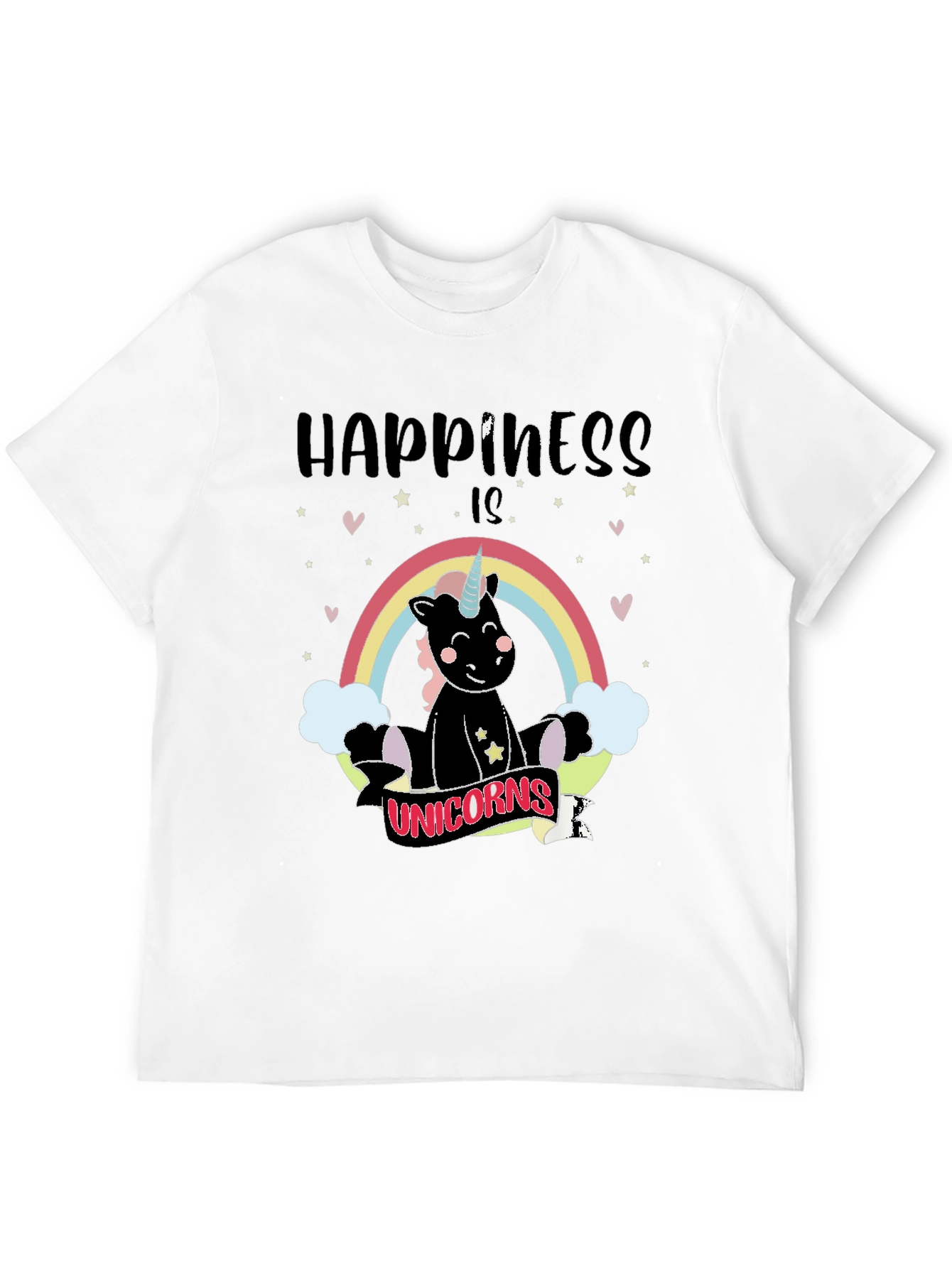 Happiness is Unicorns Black Graphic Tee