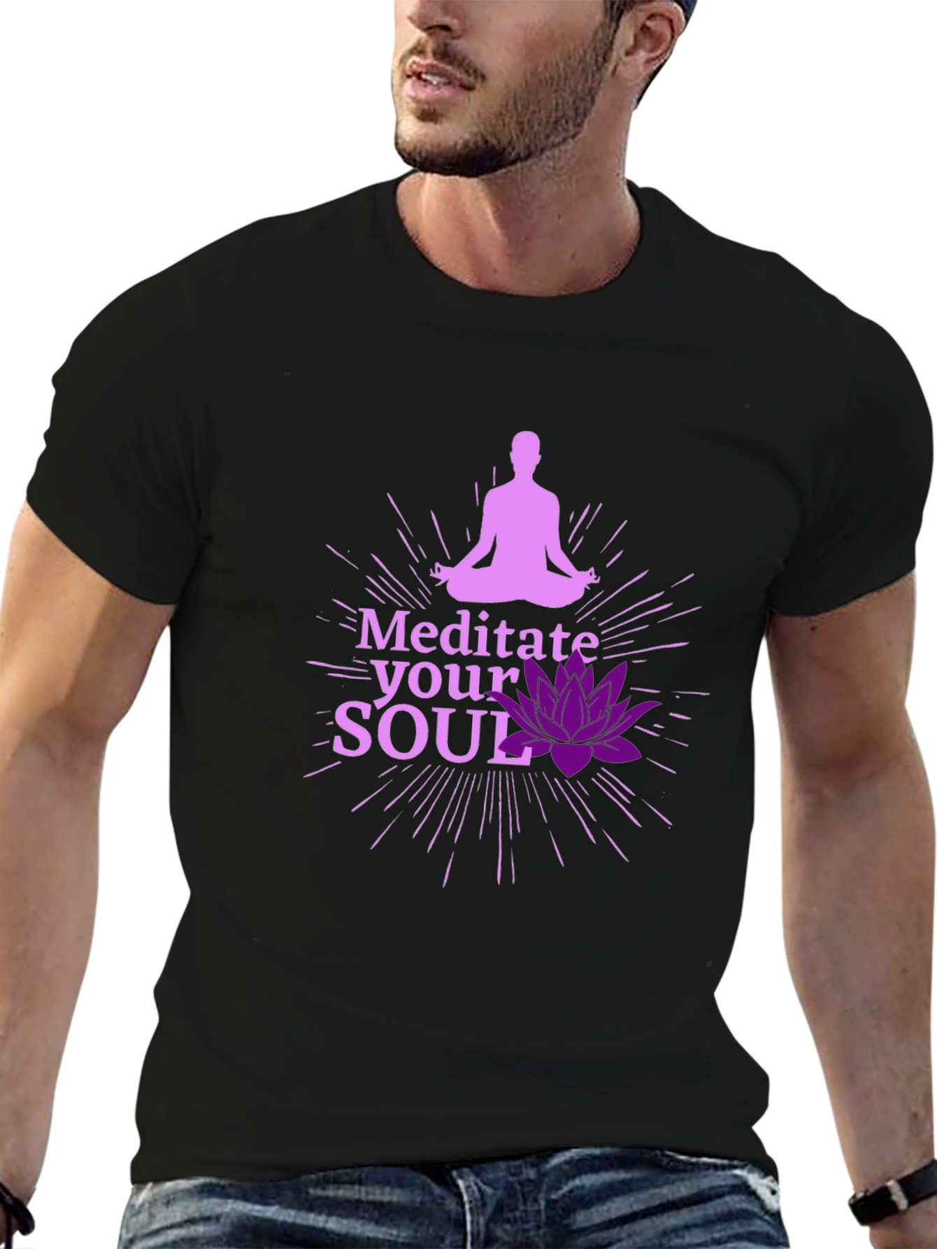 Meditate Your Soul Graphic Black T-Shirt