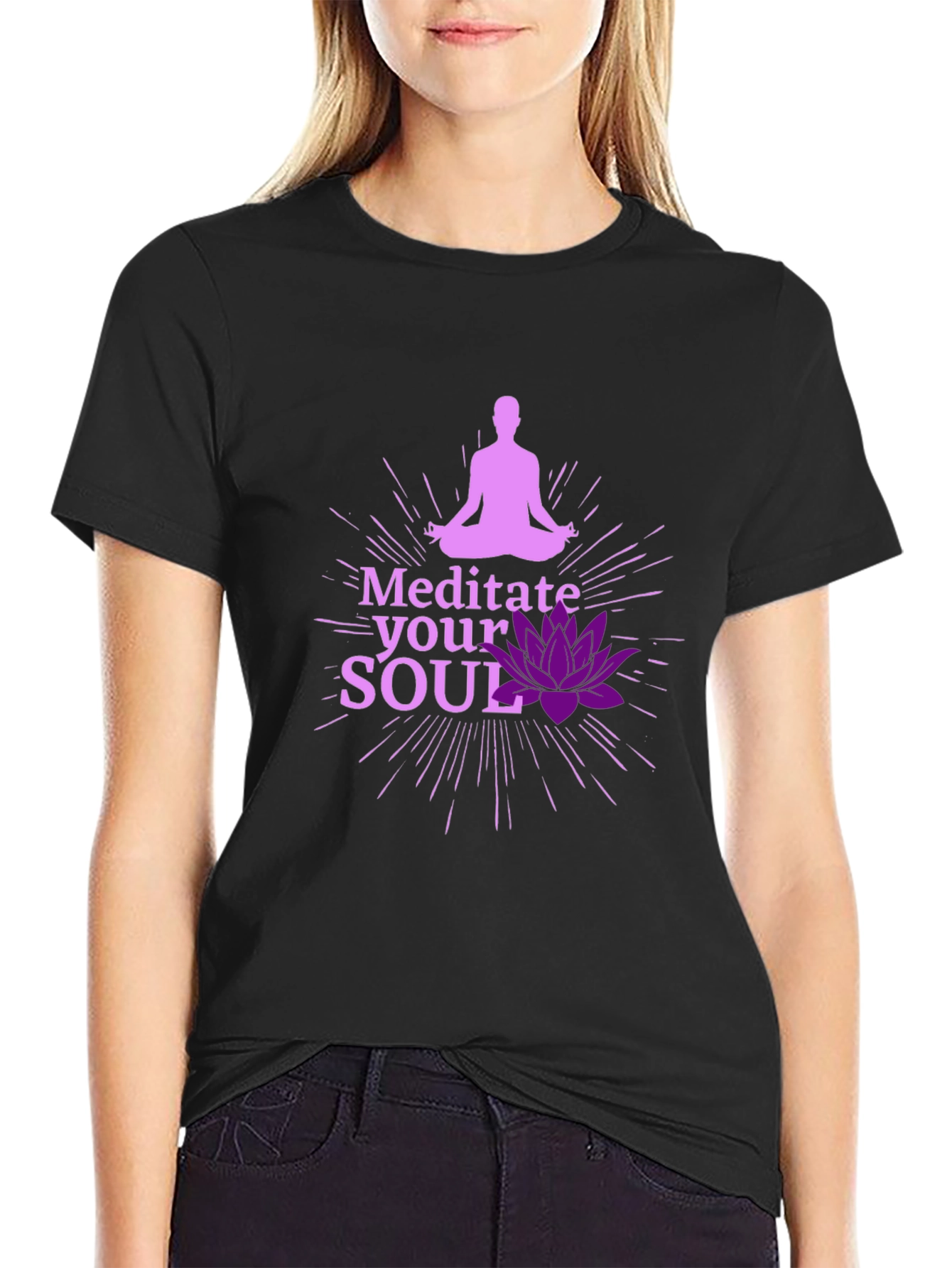 Meditate Your Soul Graphic Black T-Shirt