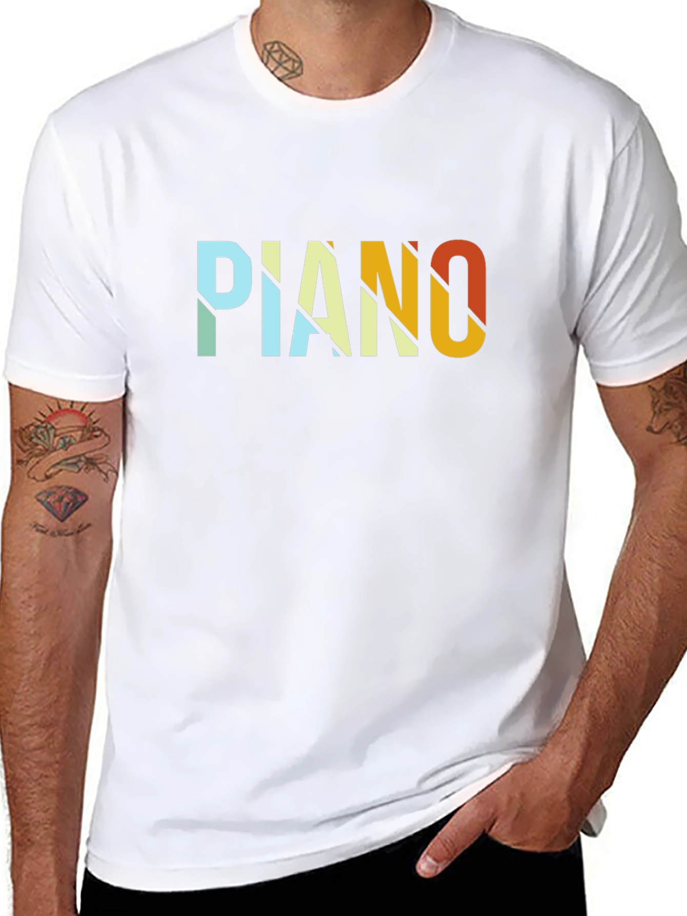 Retro Piano Graphic T-Shirt - Black