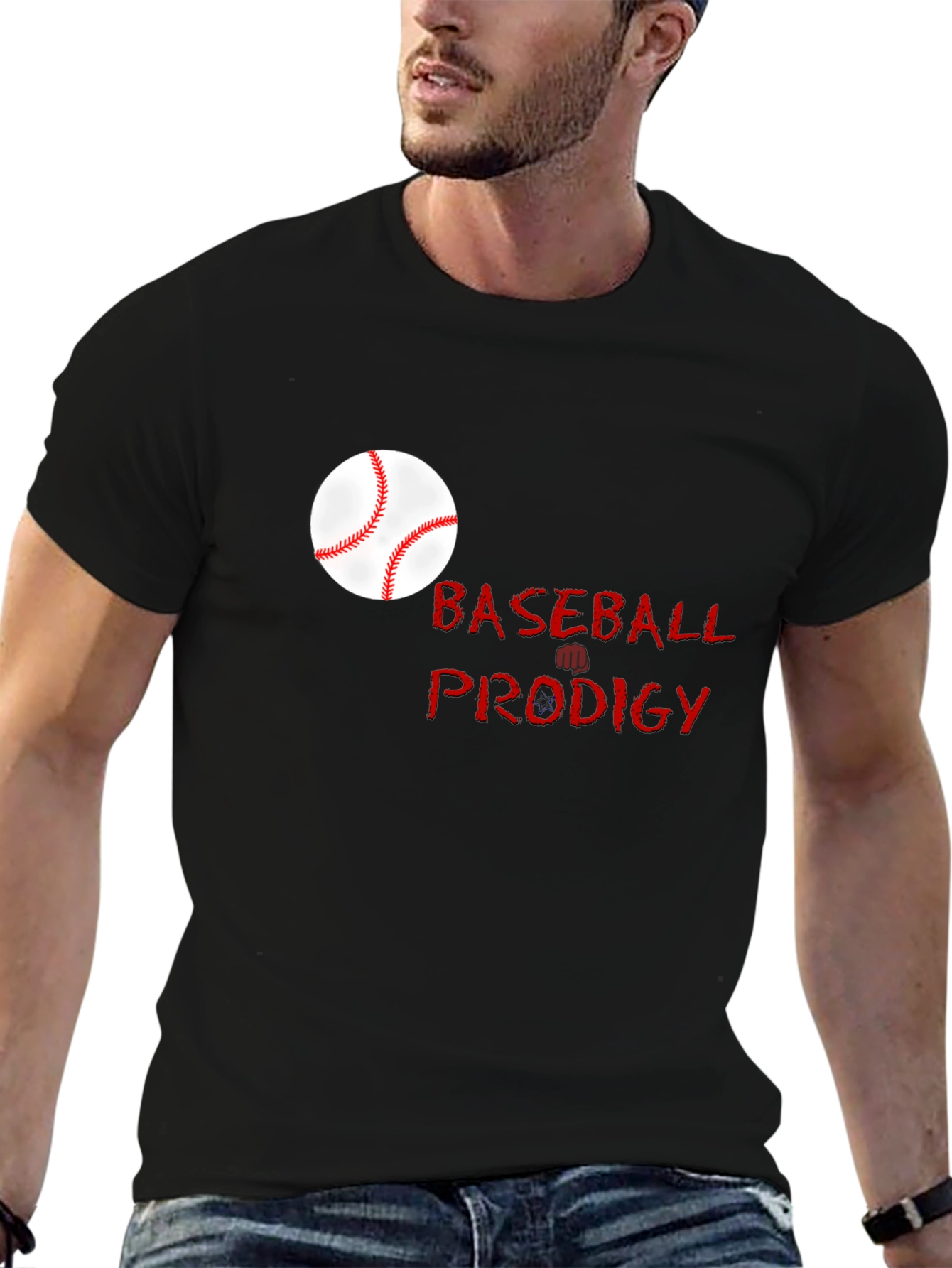 Baseball Prodigy Black Graphic T-Shirt