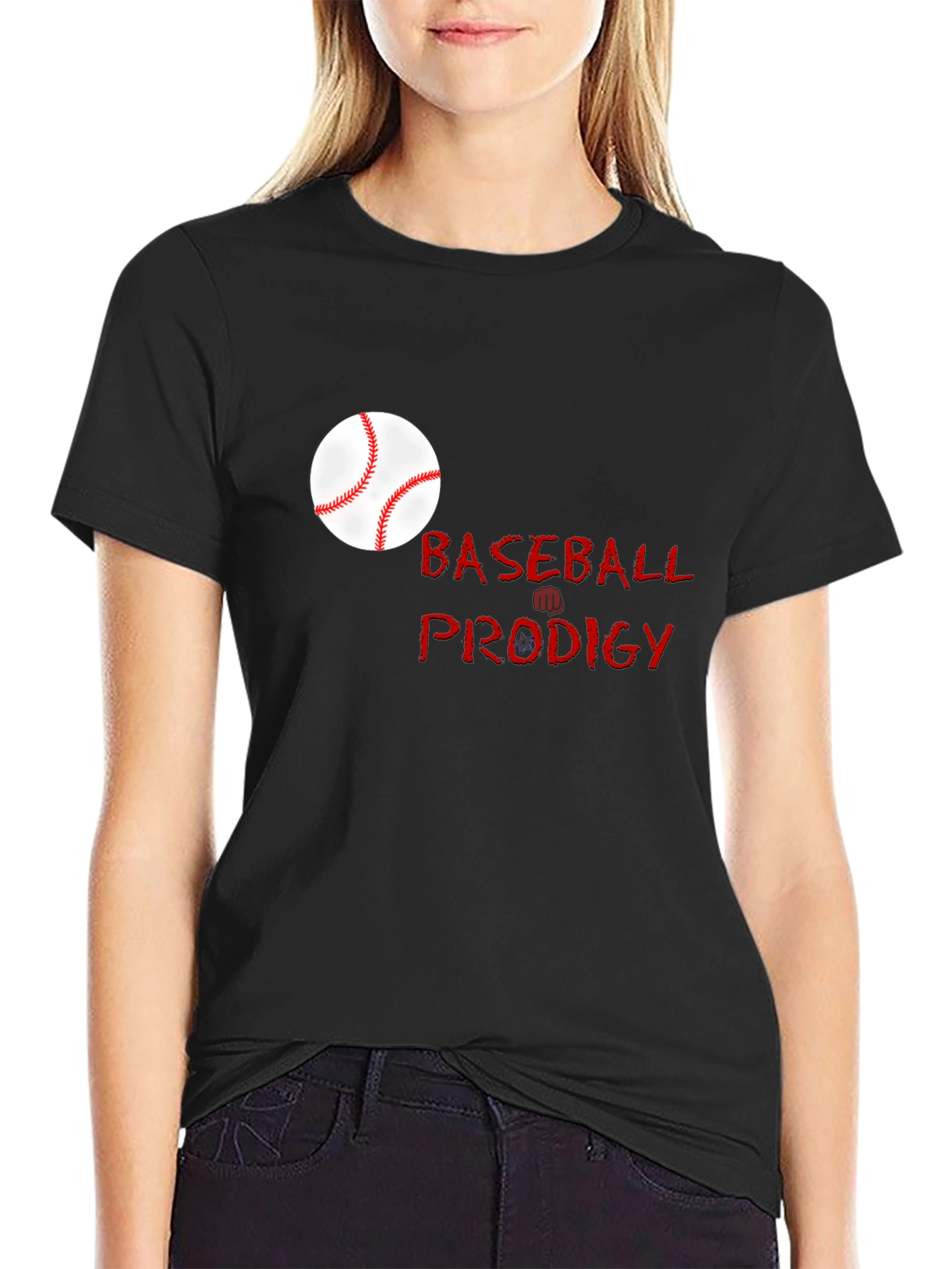 Baseball Prodigy Black Graphic T-Shirt