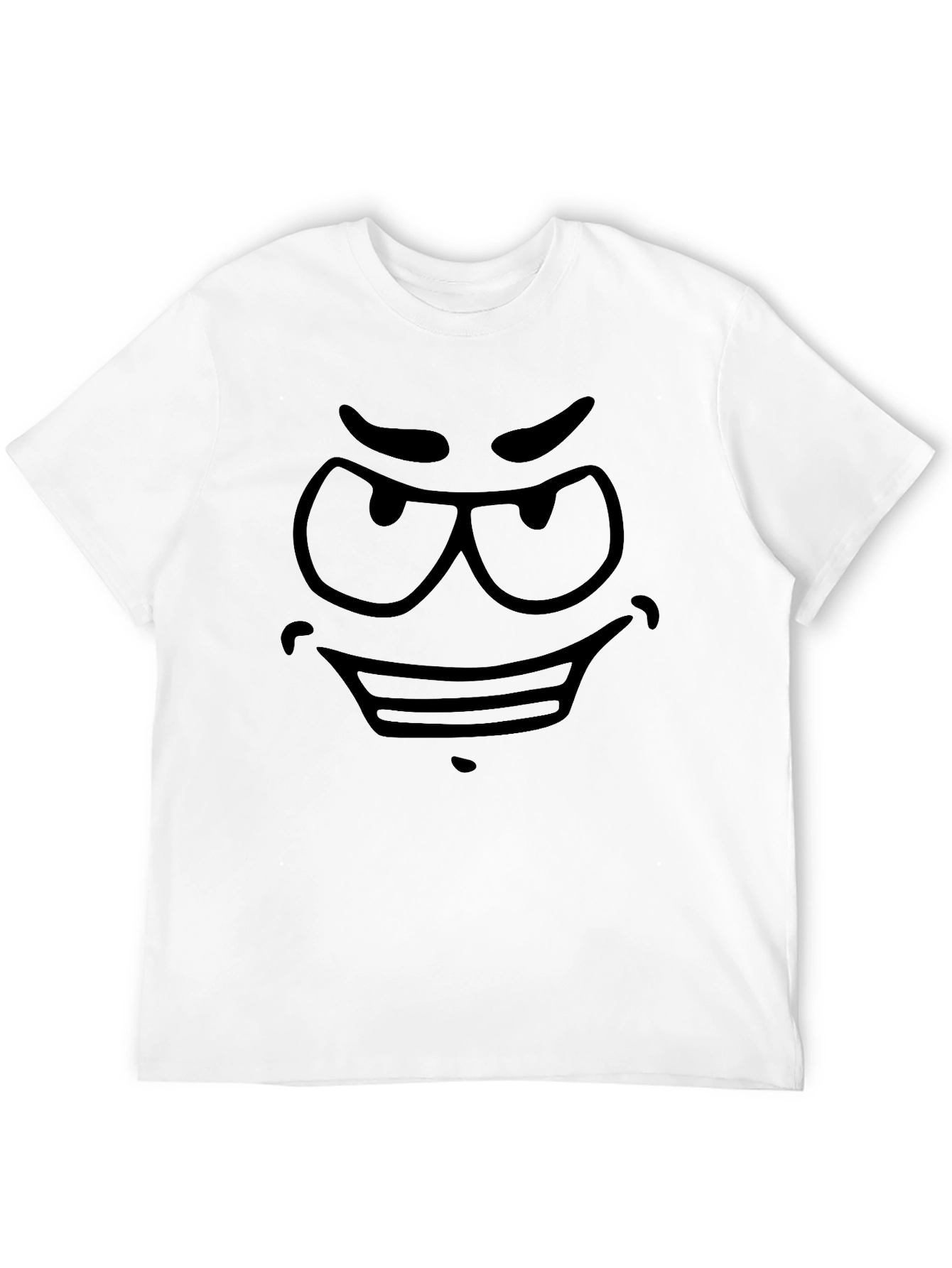 Mens Black Cartoon Face Graphic T-Shirt