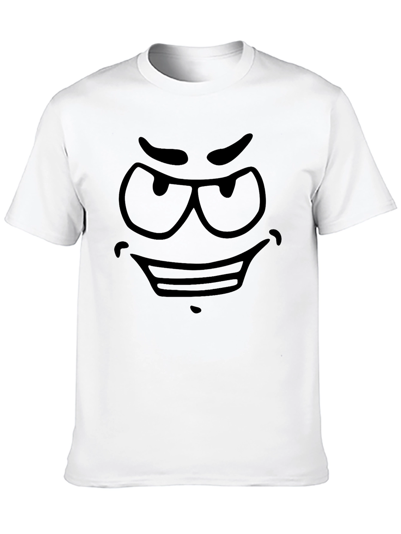 Mens Black Cartoon Face Graphic T-Shirt