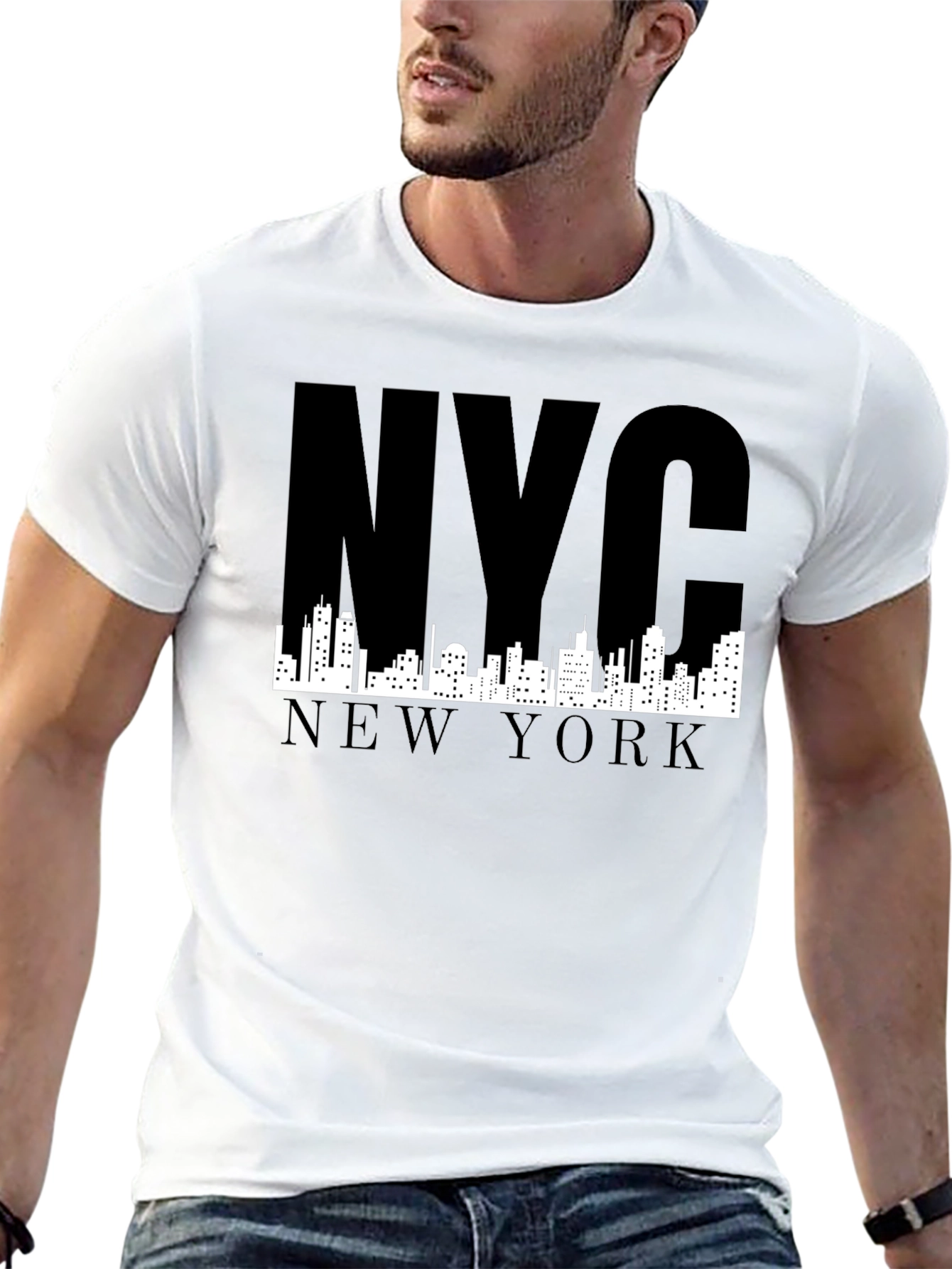 NYC Skyline Graphic T-Shirt - Black