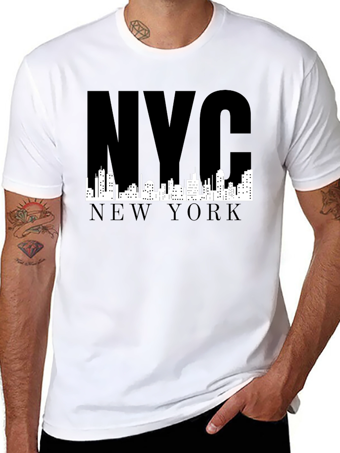 NYC Skyline Graphic T-Shirt - Black
