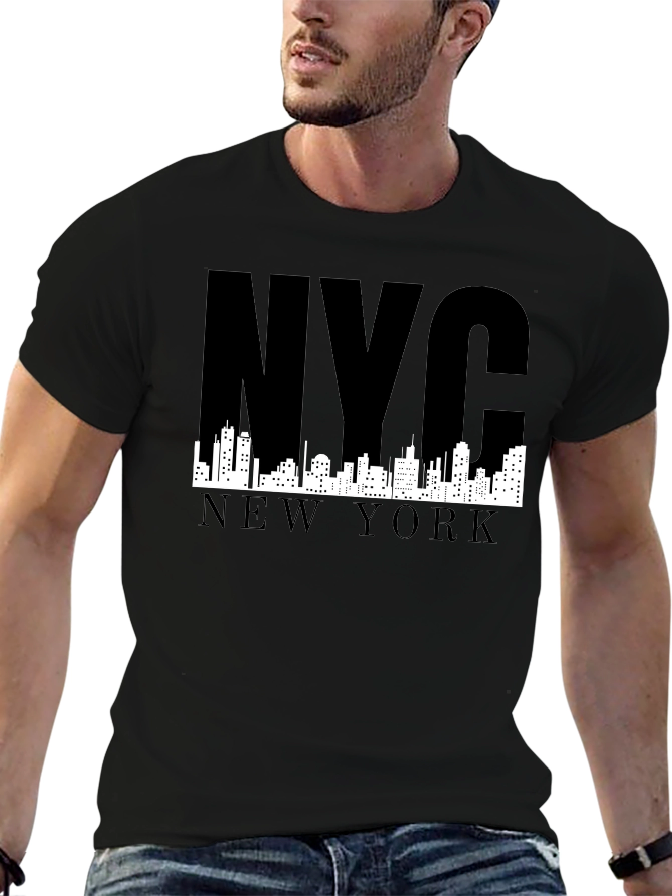 NYC Skyline Graphic T-Shirt - Black