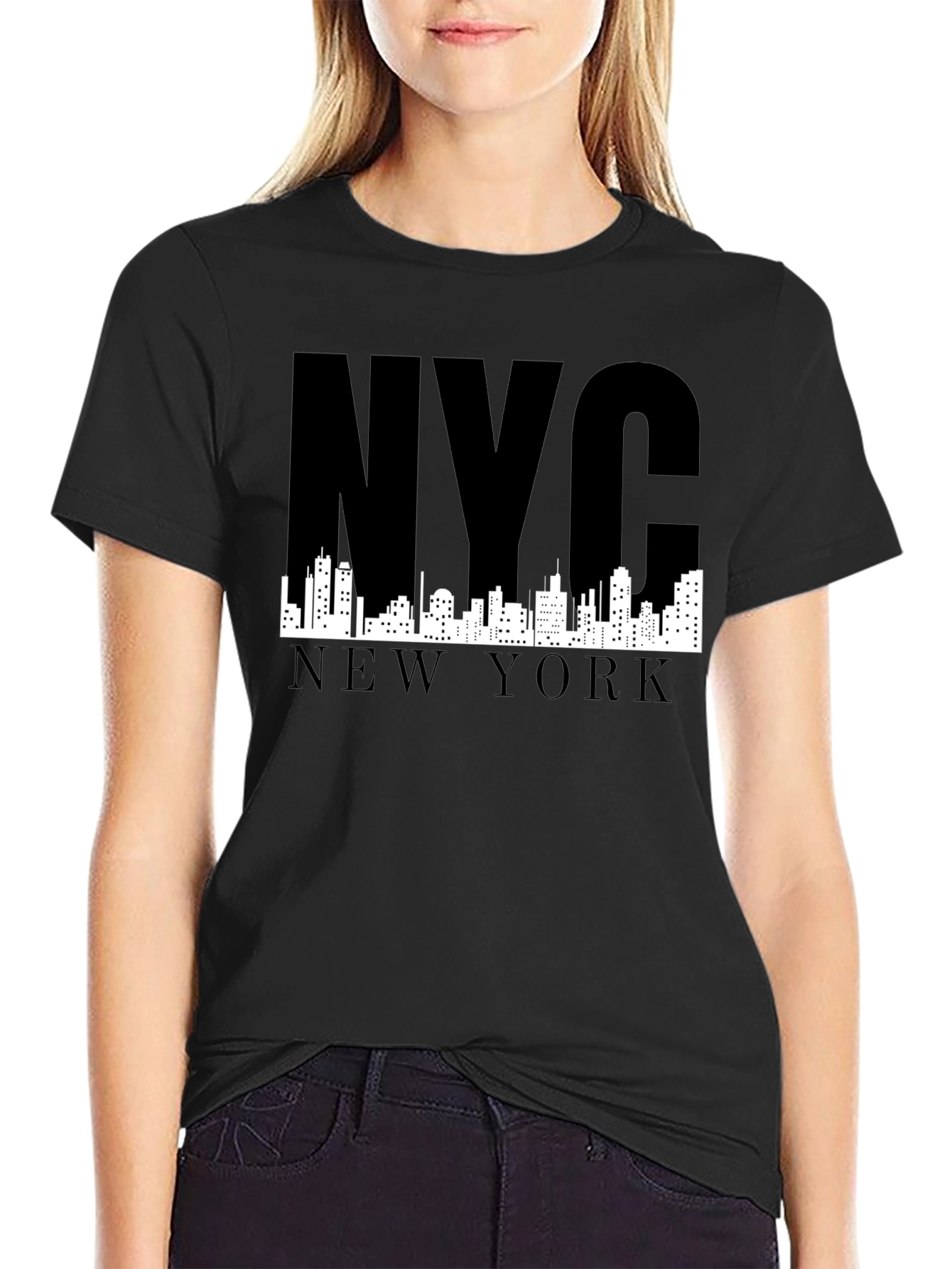NYC Skyline Graphic T-Shirt - Black