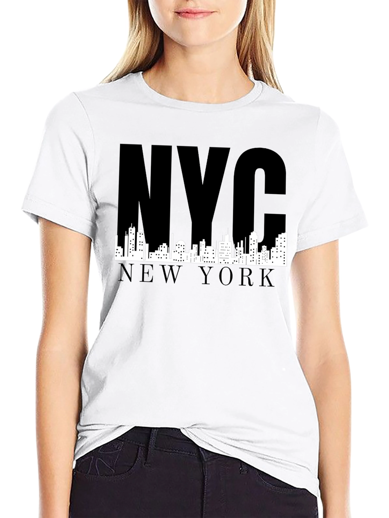 NYC Skyline Graphic T-Shirt - Black