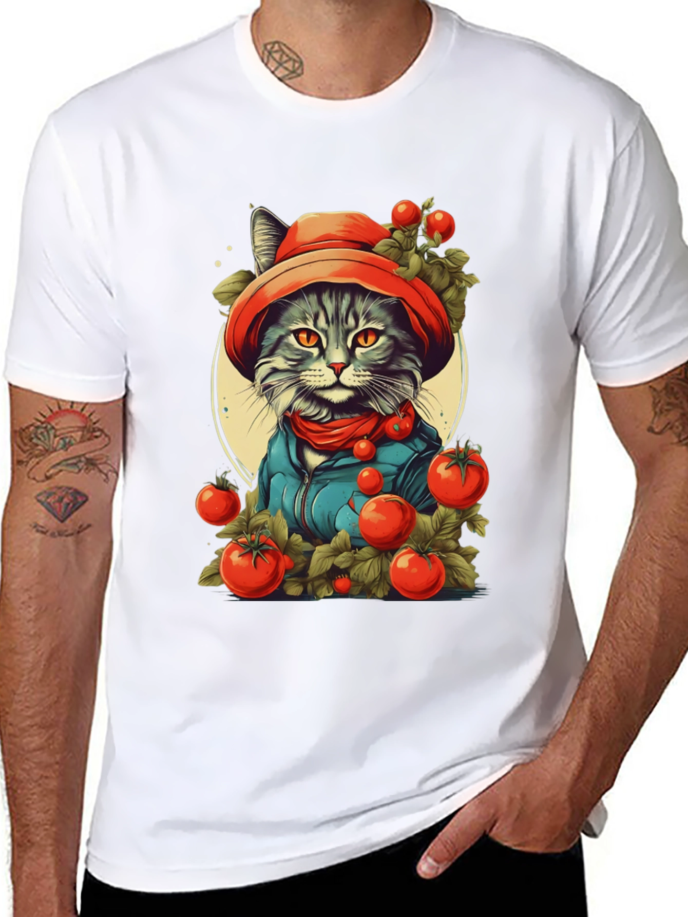 Tomato Cat T-Shirt - Fun Graphic Tee