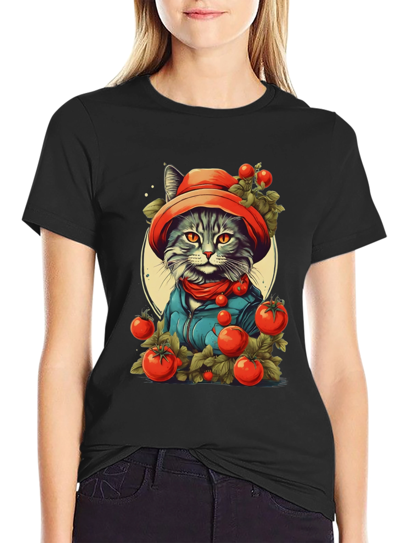 Tomato Cat T-Shirt - Fun Graphic Tee