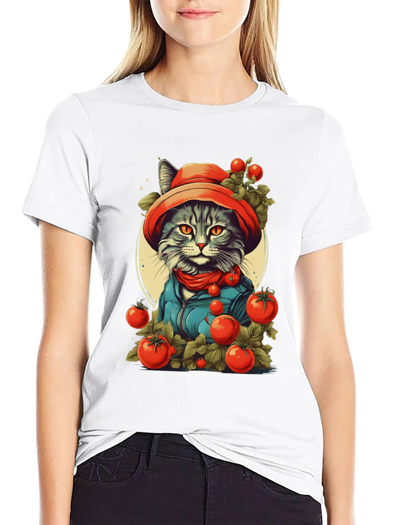 Tomato Cat T-Shirt - Fun Graphic Tee