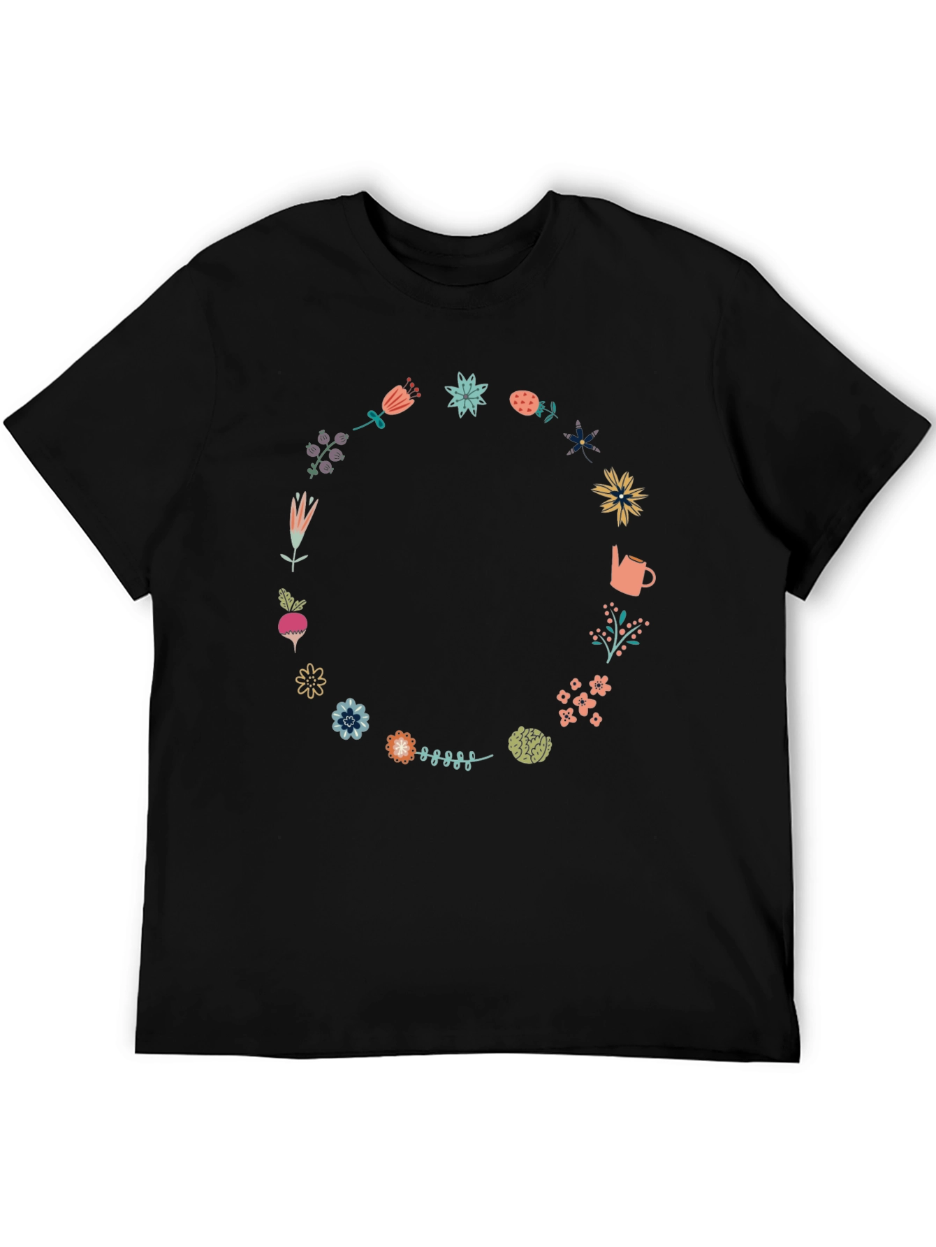Floral Wreath Graphic Tee - Garden Lovers Shirt
