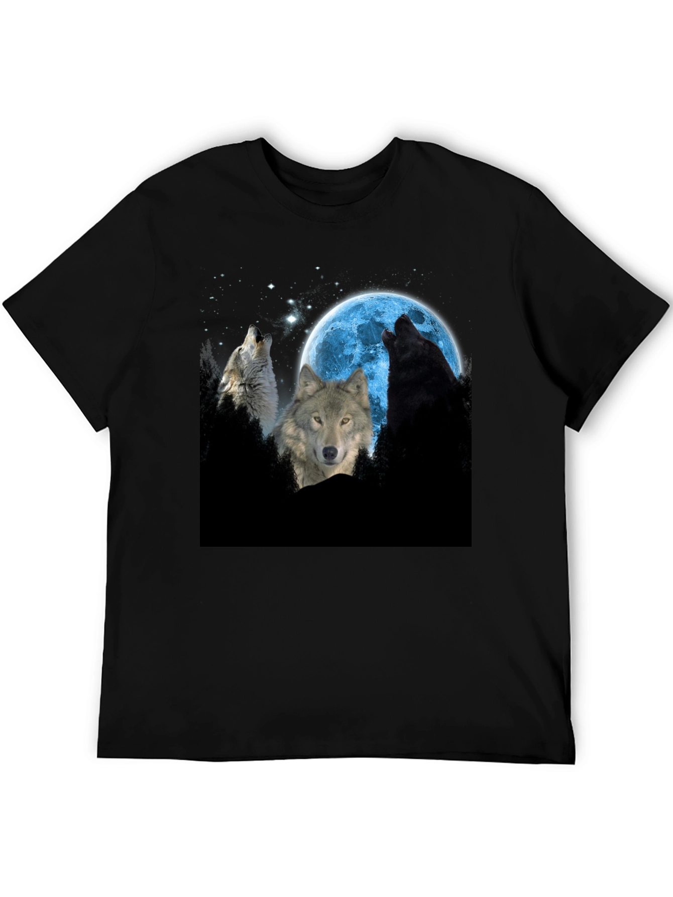 Wolf Moon Graphic Tee - Black Cotton Comfort