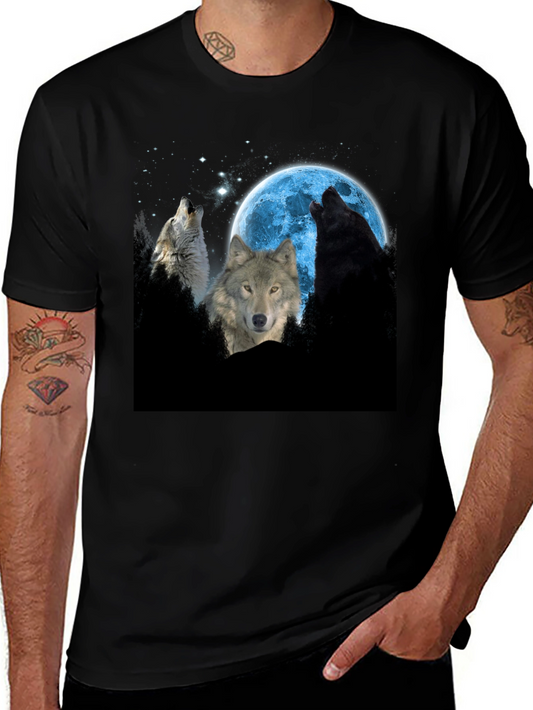 Wolf Moon Graphic Tee - Black Cotton Comfort