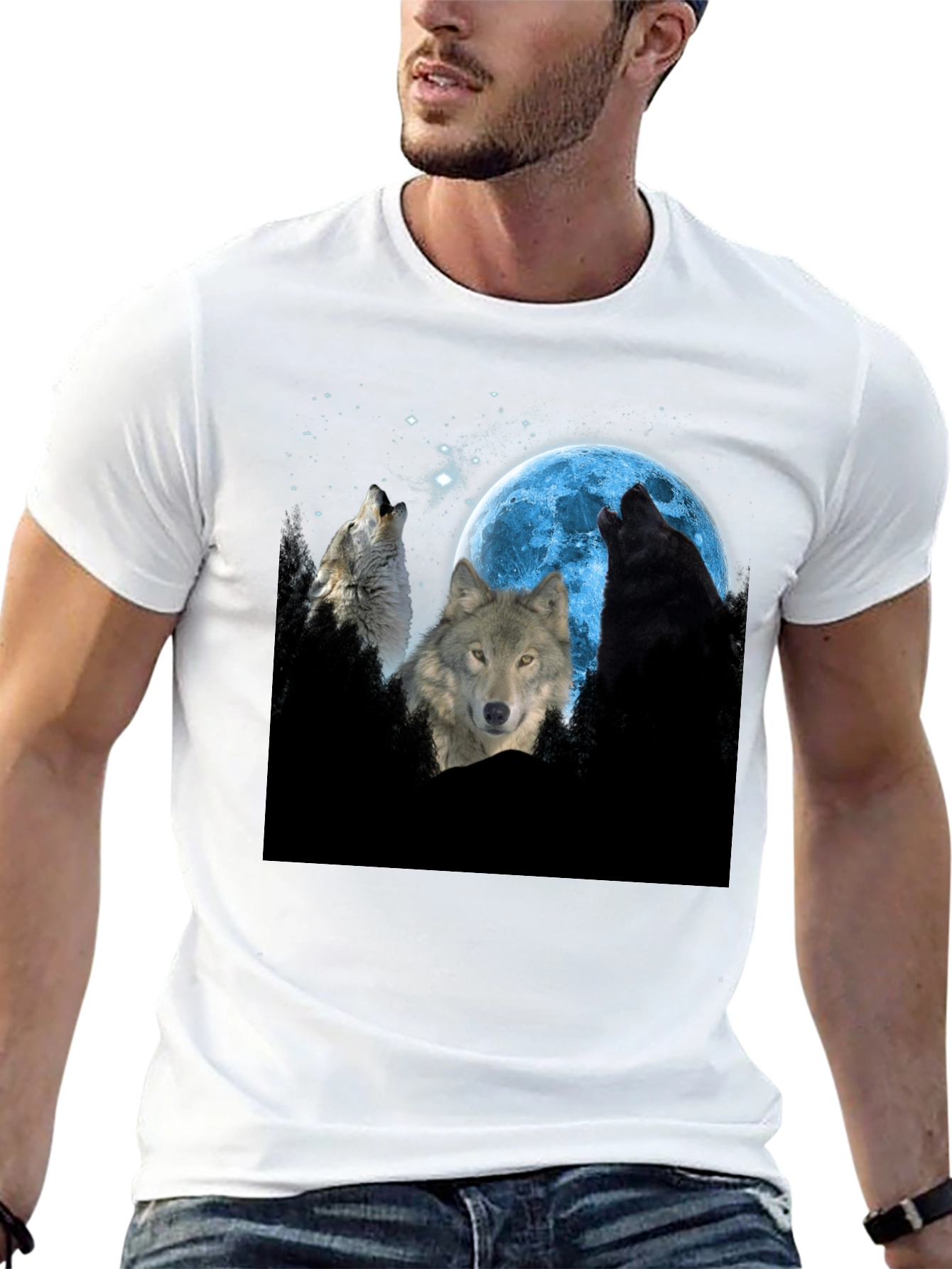 Wolf Moon Graphic Tee - Black Cotton Comfort