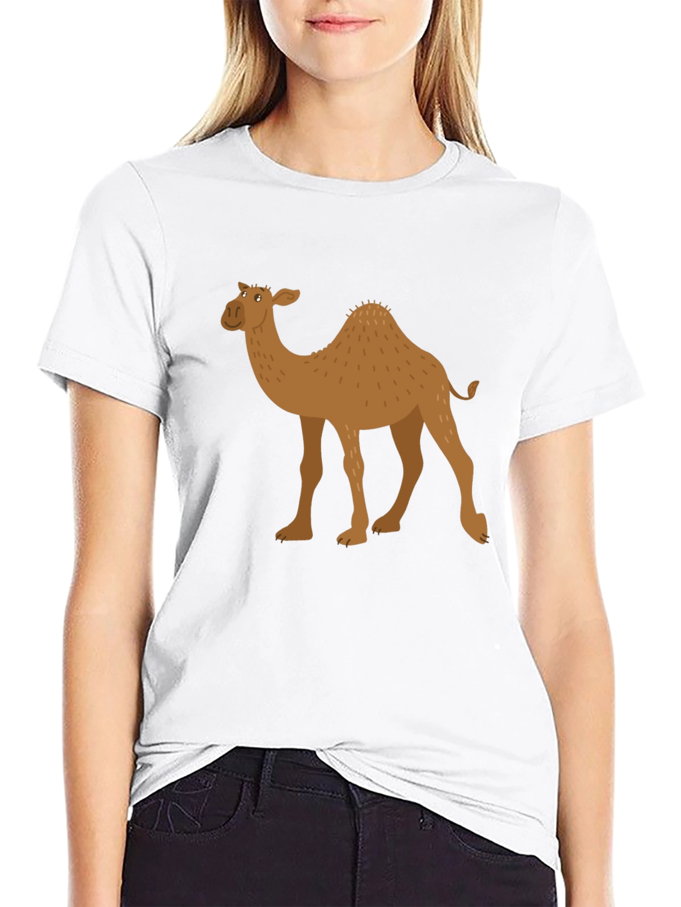 Camel Graphic Tee - Black Cotton T-Shirt
