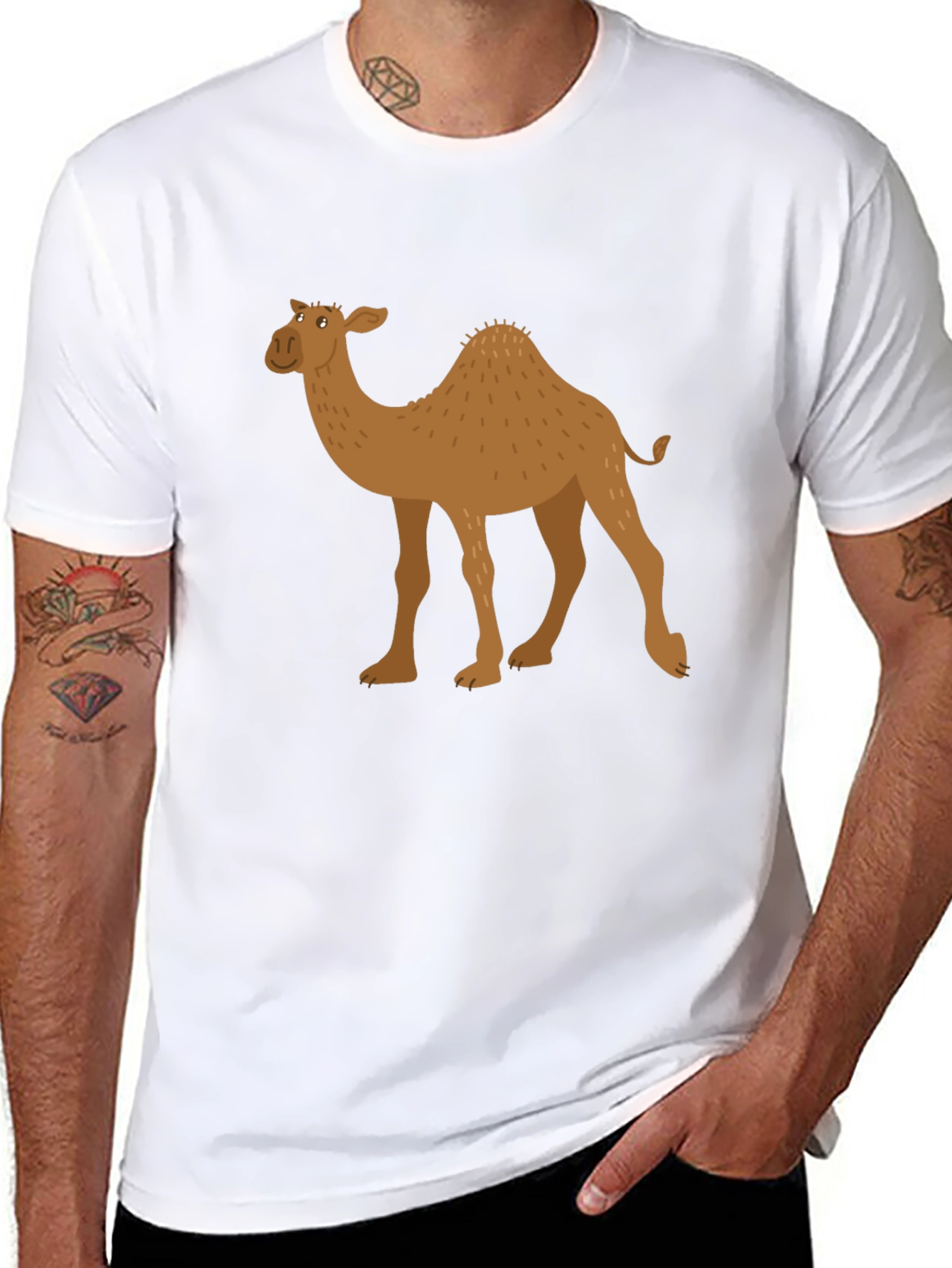 Camel Graphic Tee - Black Cotton T-Shirt