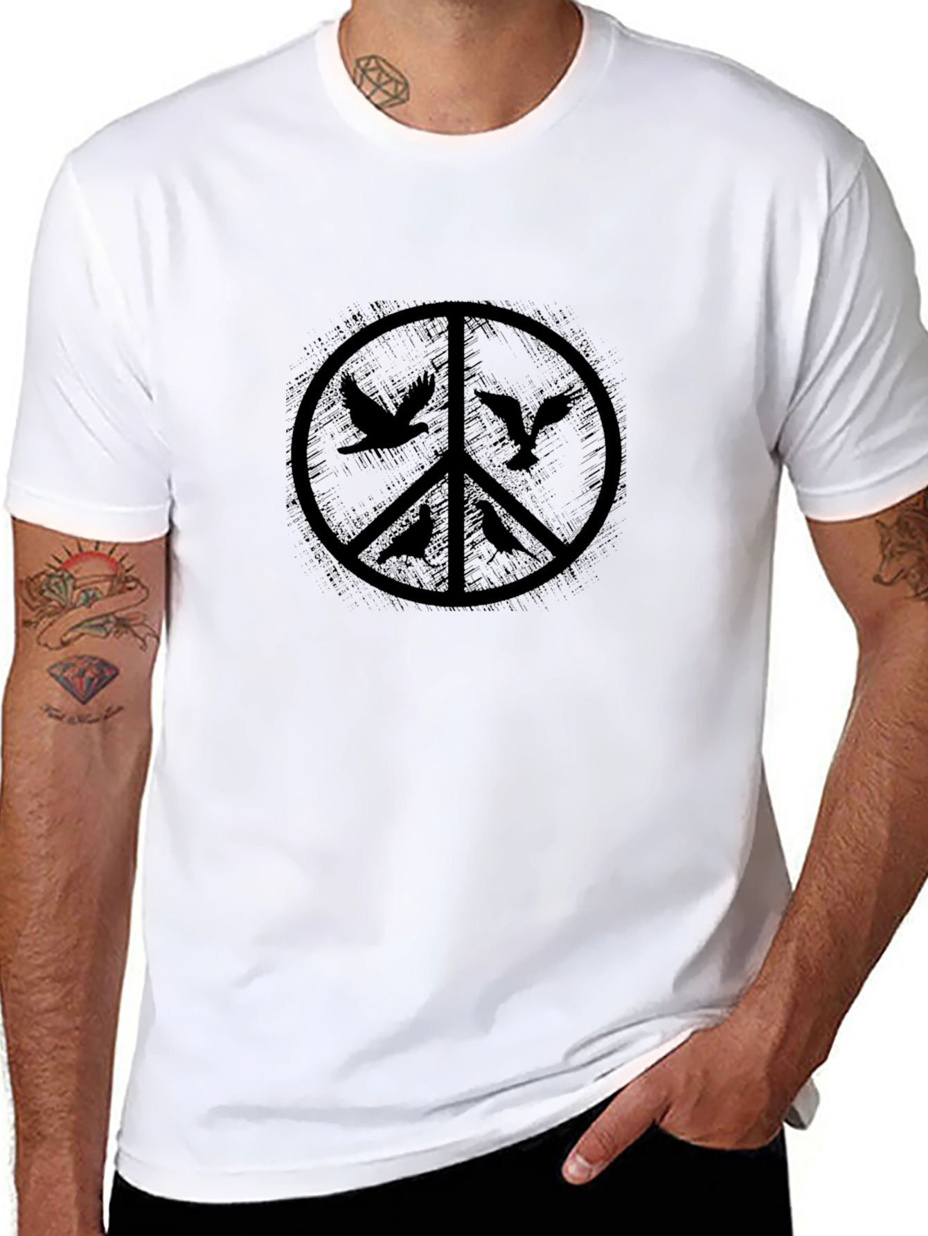 Peace Sign Birds Graphic T-Shirt
