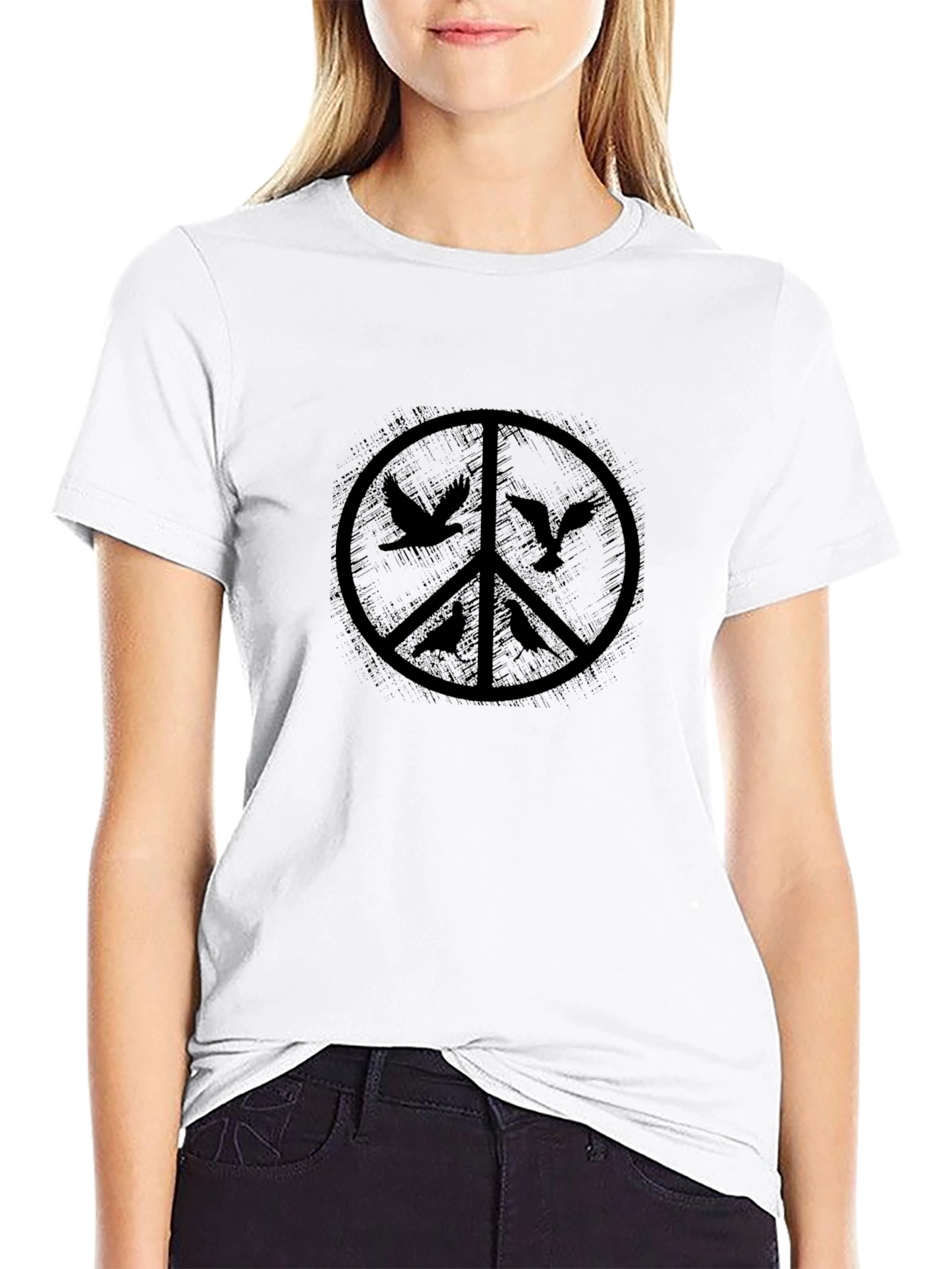 Peace Sign Birds Graphic T-Shirt