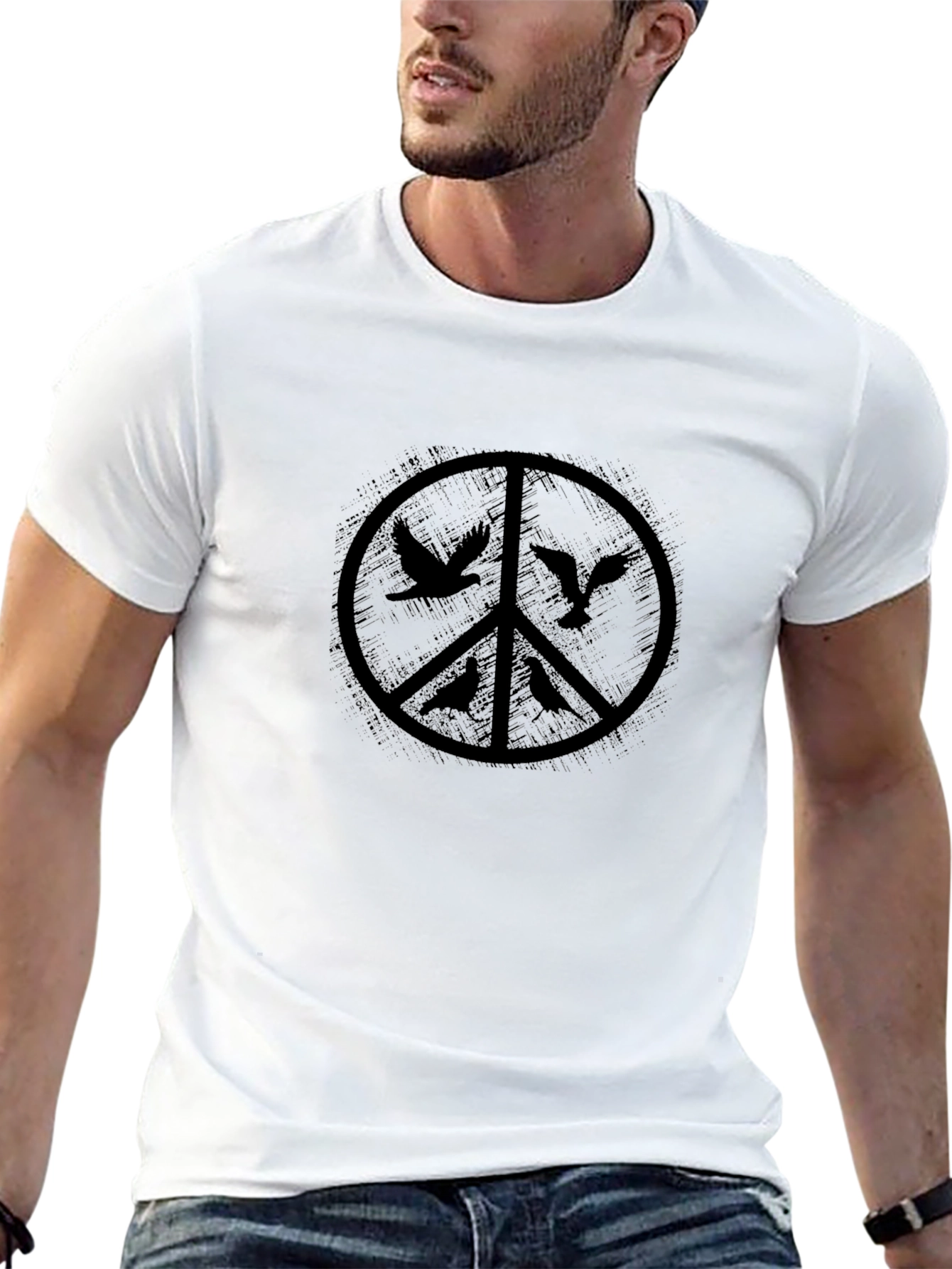 Peace Sign Birds Graphic T-Shirt