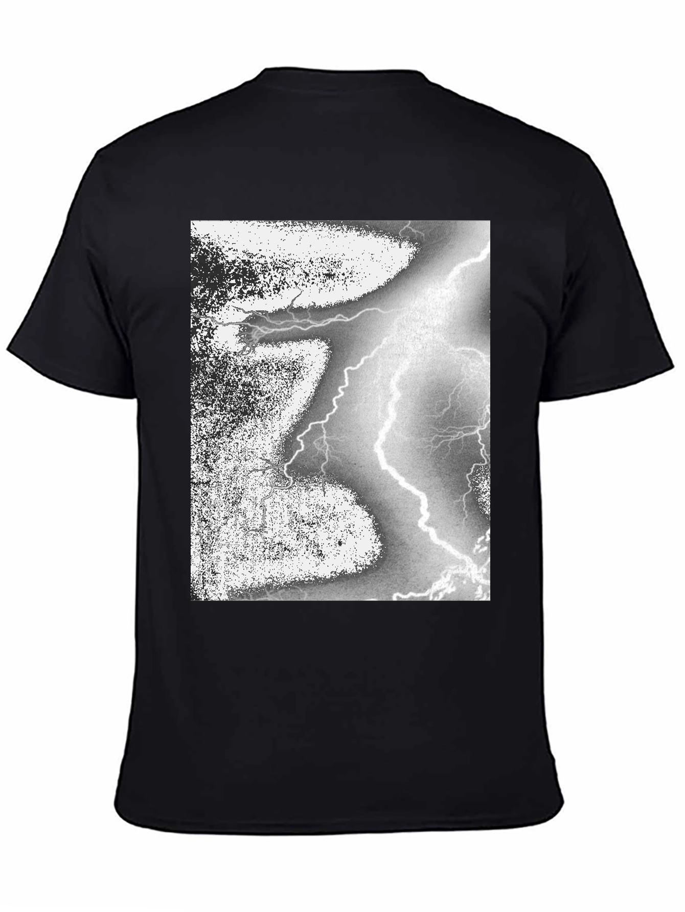 Black T-Shirt with Lightning Strike Graphic