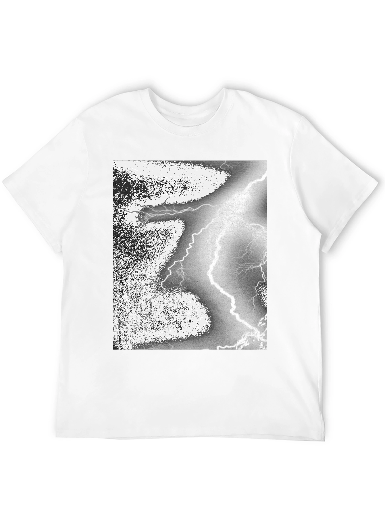 Black T-Shirt with Lightning Strike Graphic