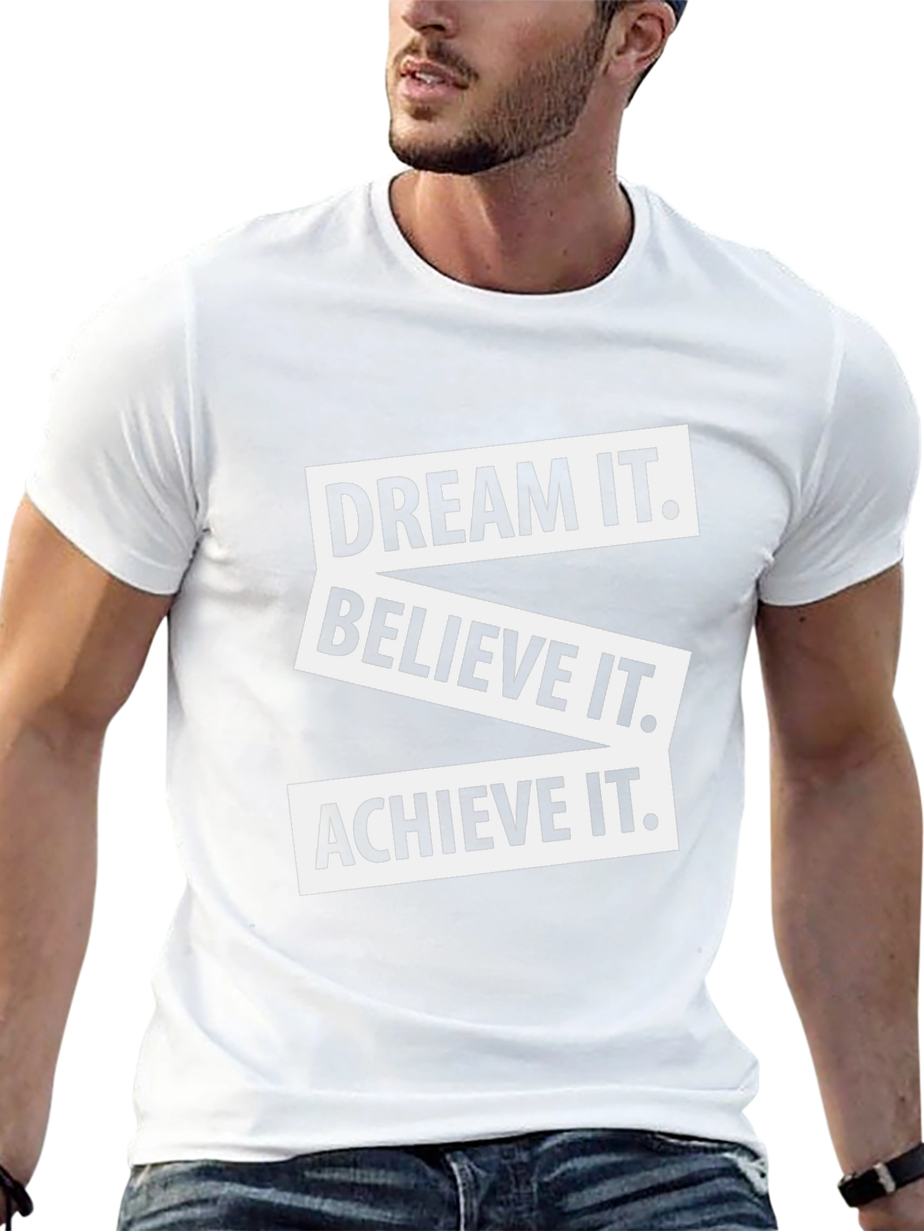Motivational Black T-Shirt Dream Believe Achieve