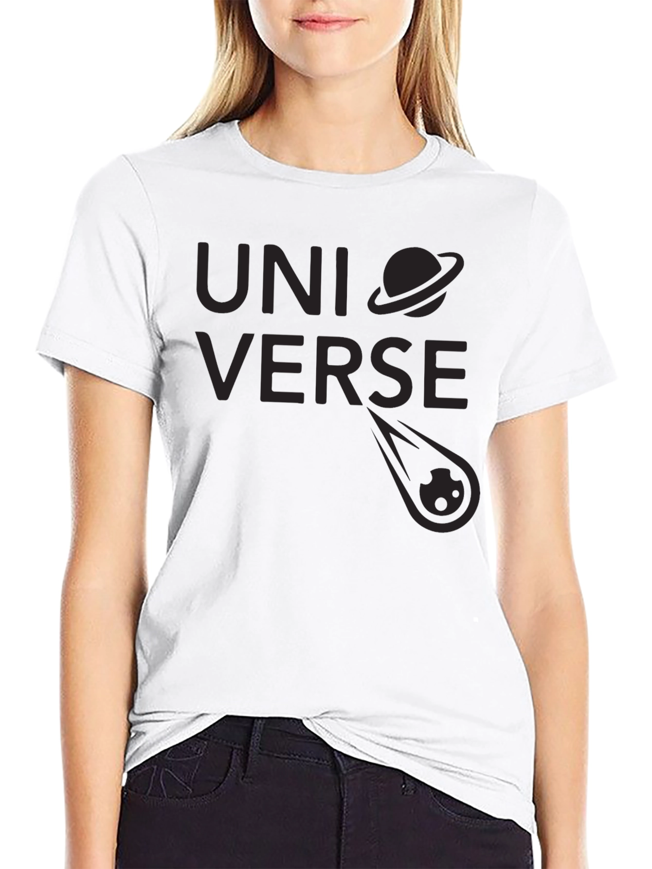 Universe Graphic Print Tee - Stylish Black Cotton T-Shirt