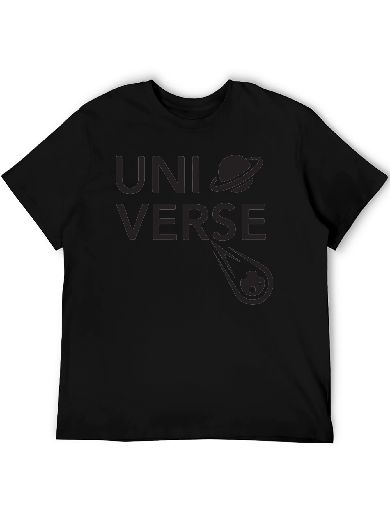 Universe Graphic Print Tee - Stylish Black Cotton T-Shirt
