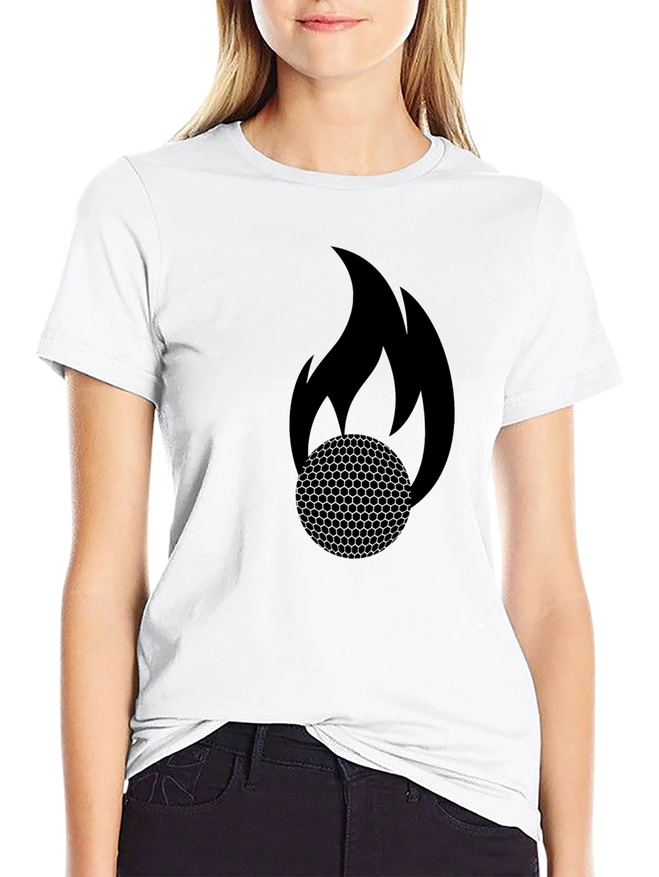 Flaming Golf Ball Graphic Tee - Black