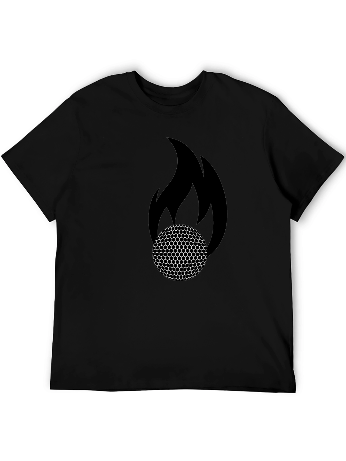 Flaming Golf Ball Graphic Tee - Black