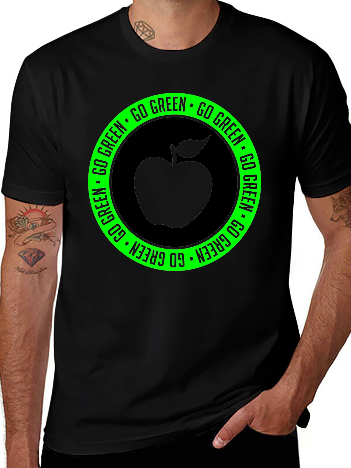 Go Green Apple Graphic T-Shirt