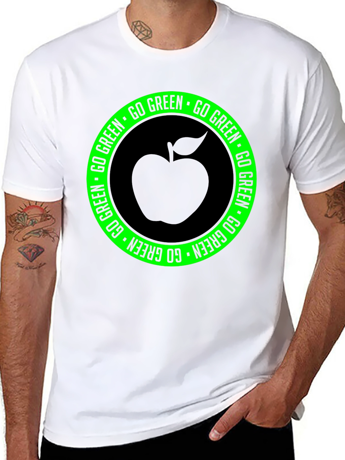 Go Green Apple Graphic T-Shirt